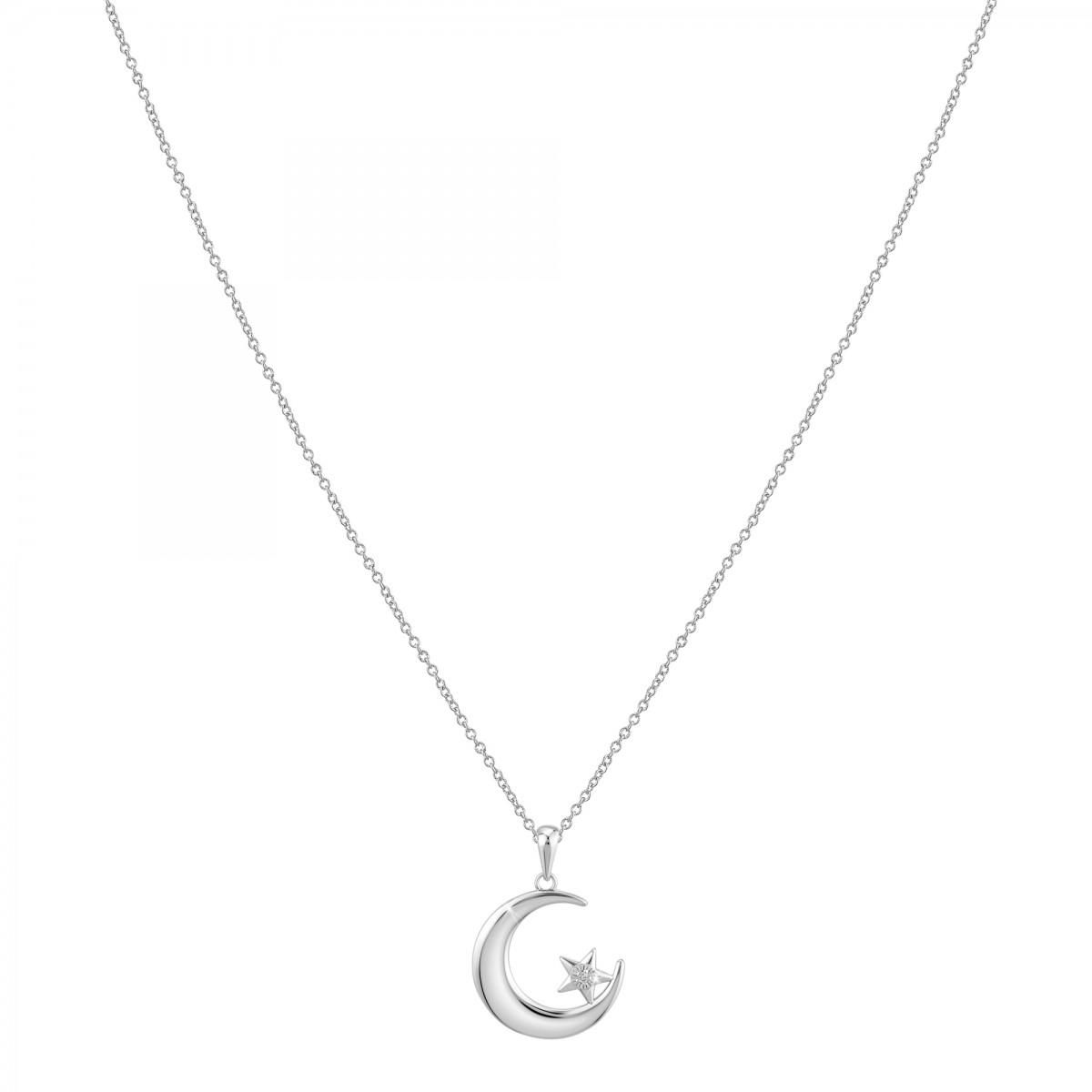 SC CRYSTAL Collier Lune par SC Crystal orné d'un véritable diamant blanc