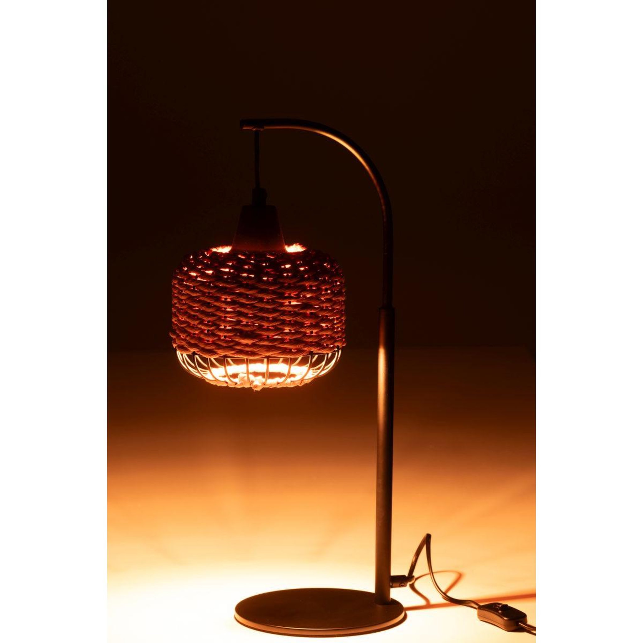 Voir la diapositive 3 : J-LINE Lampe à poser lanterne en métal  eldon  52cm orange