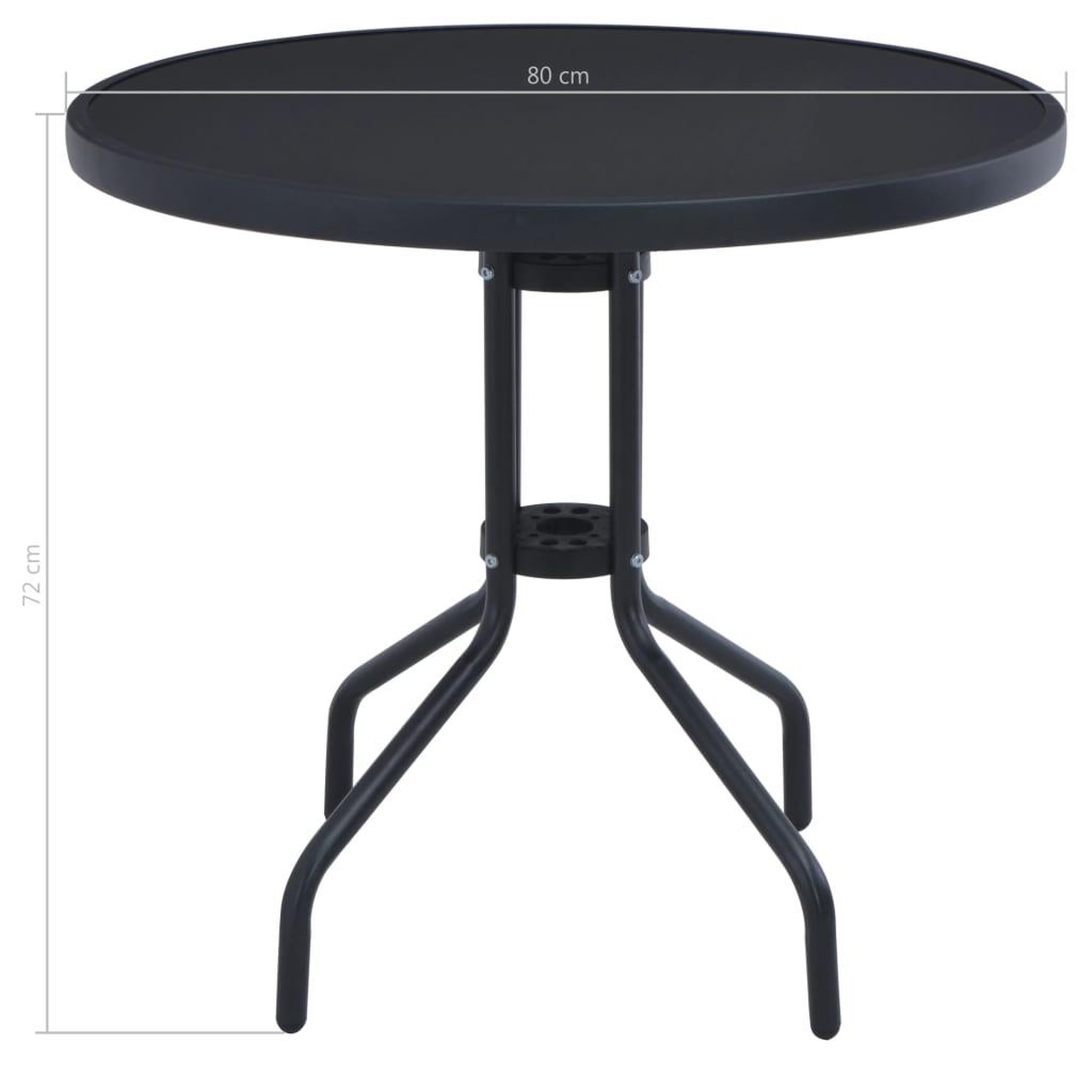 Voir la diapositive 4 : VIDAXL Table de jardin Noir 80 cm Acier et verre