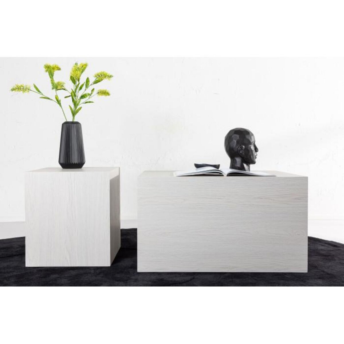 Paris Prix Lot de 2 Tables Basses Effet Bois  York  80cm Blanc