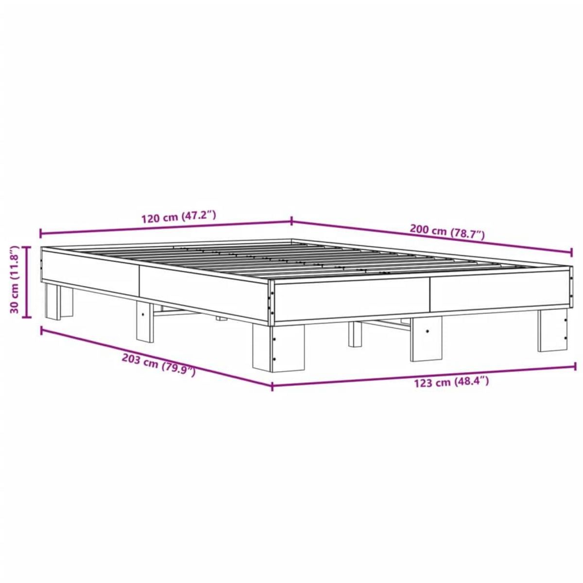 VIDAXL Cadre de lit sans matelas chene sonoma 120x200 cm