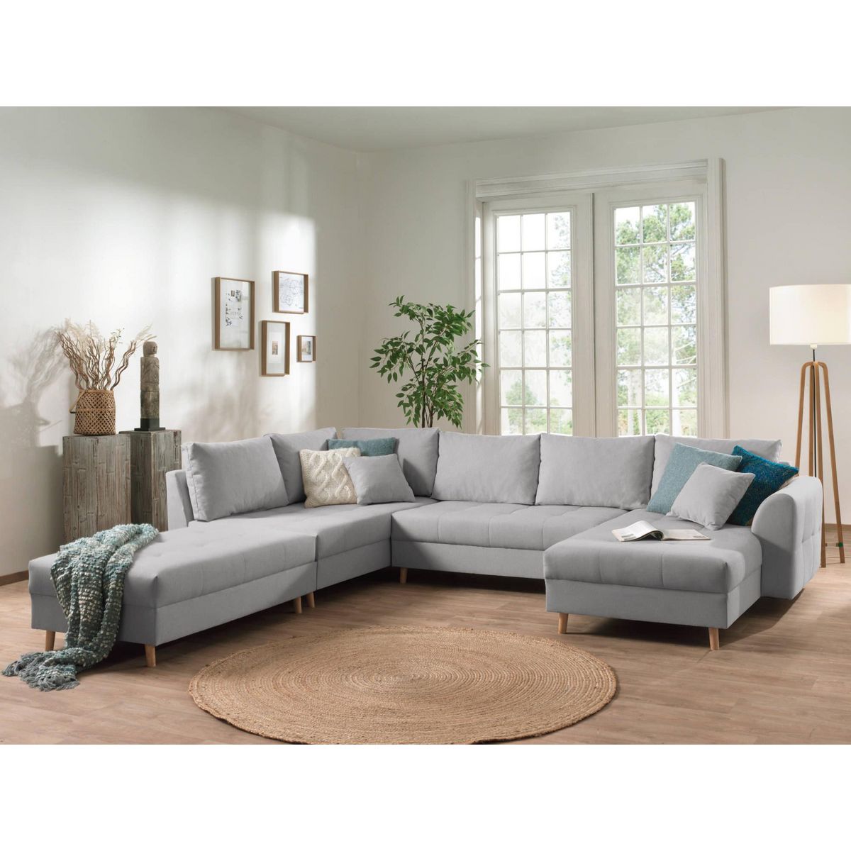 LISA DESIGN Rune - canapé panoramique avec pouf d'appoint - 7 places - style scandinave - gauche