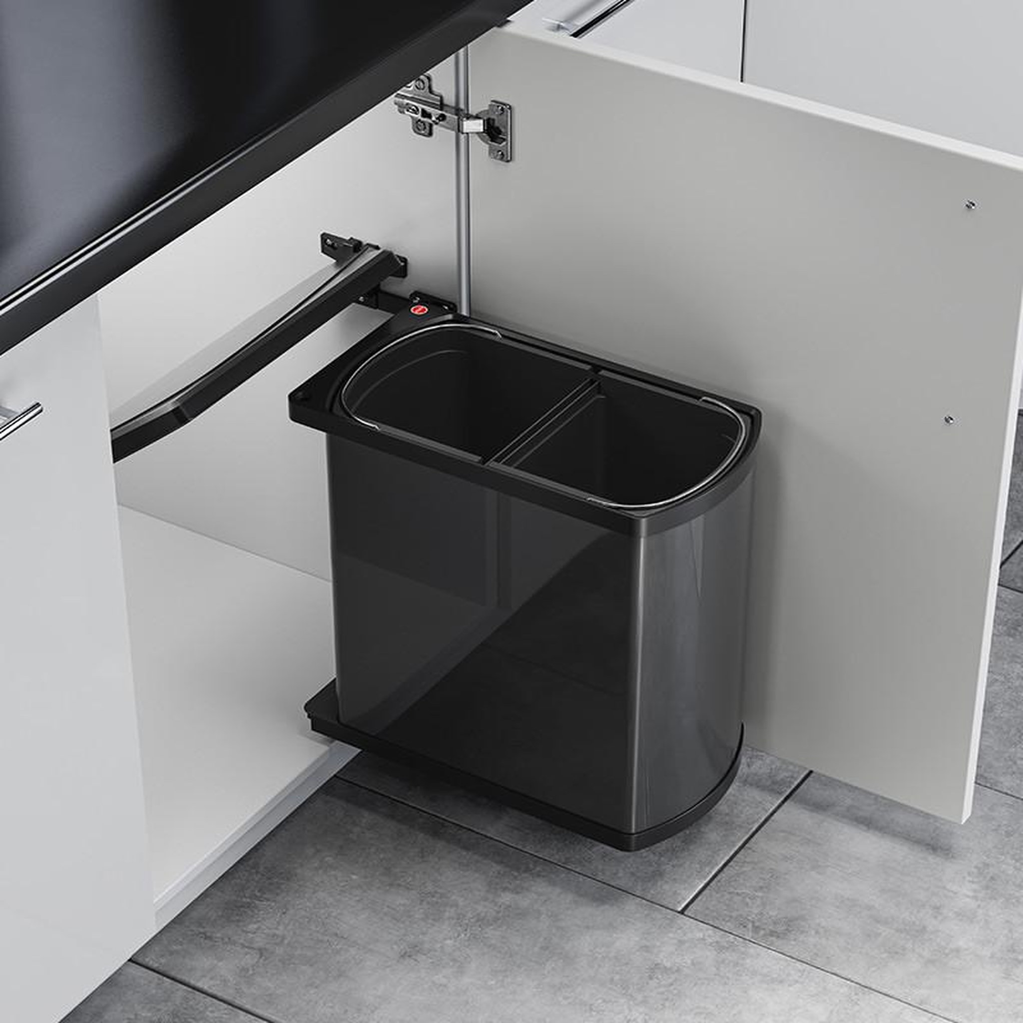 Voir la diapositive 3 : HAILO Poubelle encastrable pour porte battante 2 bacs 16l hailo as duo