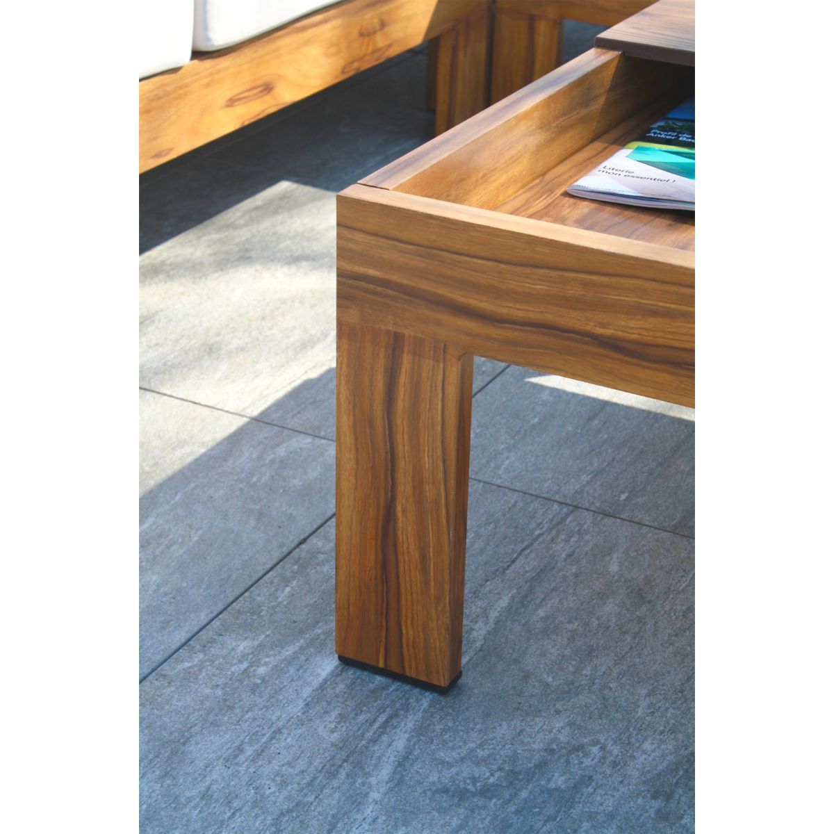 DCB GARDEN Salon bas de jardin - 5 places - Aluminium avec effet bois - MAJORQUE