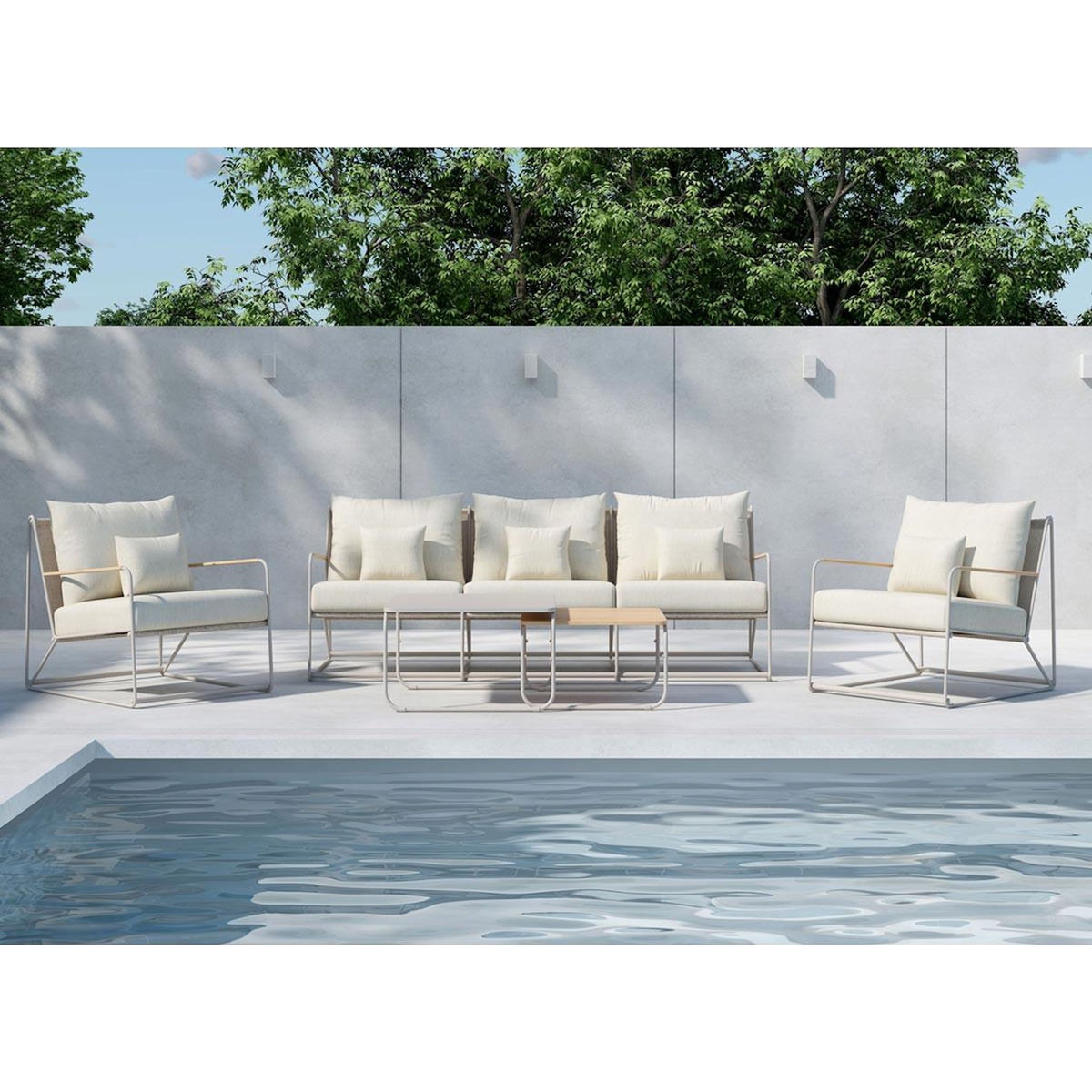 Paris Prix Salon de Jardin 5 Places  Palazzo  209cm Beige
