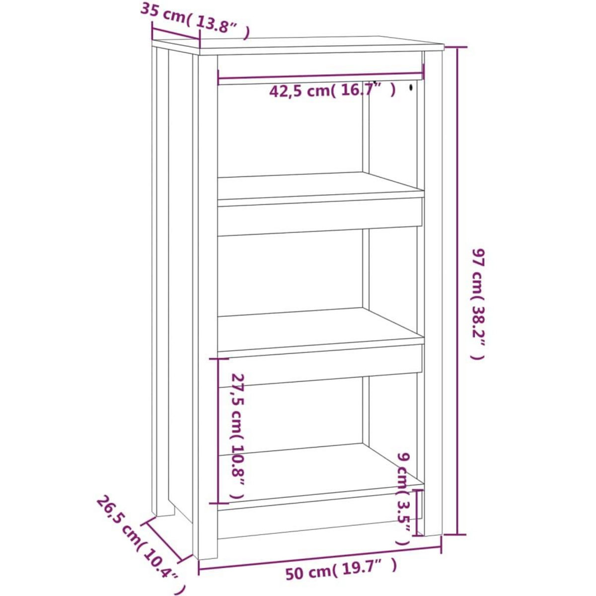 VIDAXL Bibliotheque 50x35x97 cm Bois de pin massif
