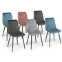Voir la diapositive 1 : ID MARKET Lot de 6 chaises MILA en velours mix color pastel bleu x2, gris foncé x2, gris clair, rose