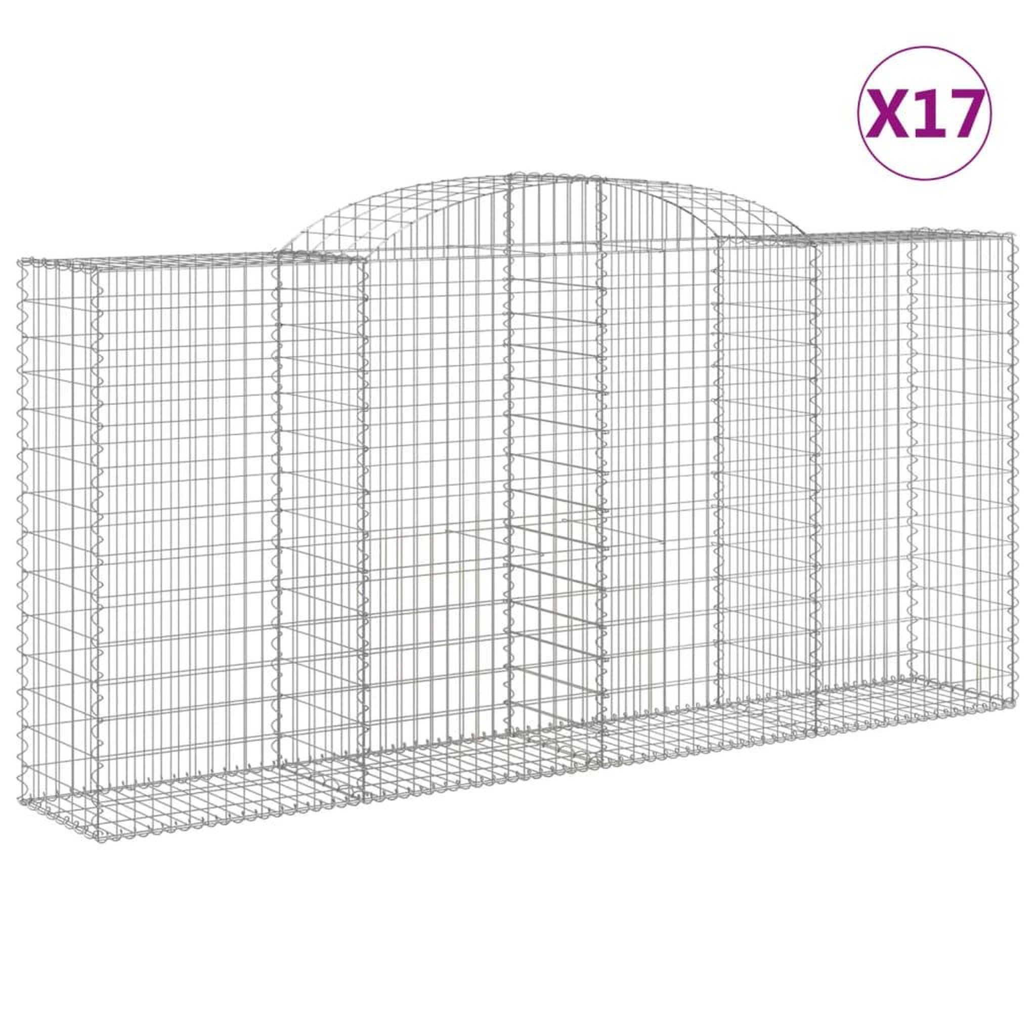 Voir la diapositive 2 : VIDAXL Paniers a gabions arques 17 pcs 300x50x140/160 cm fer galvanise