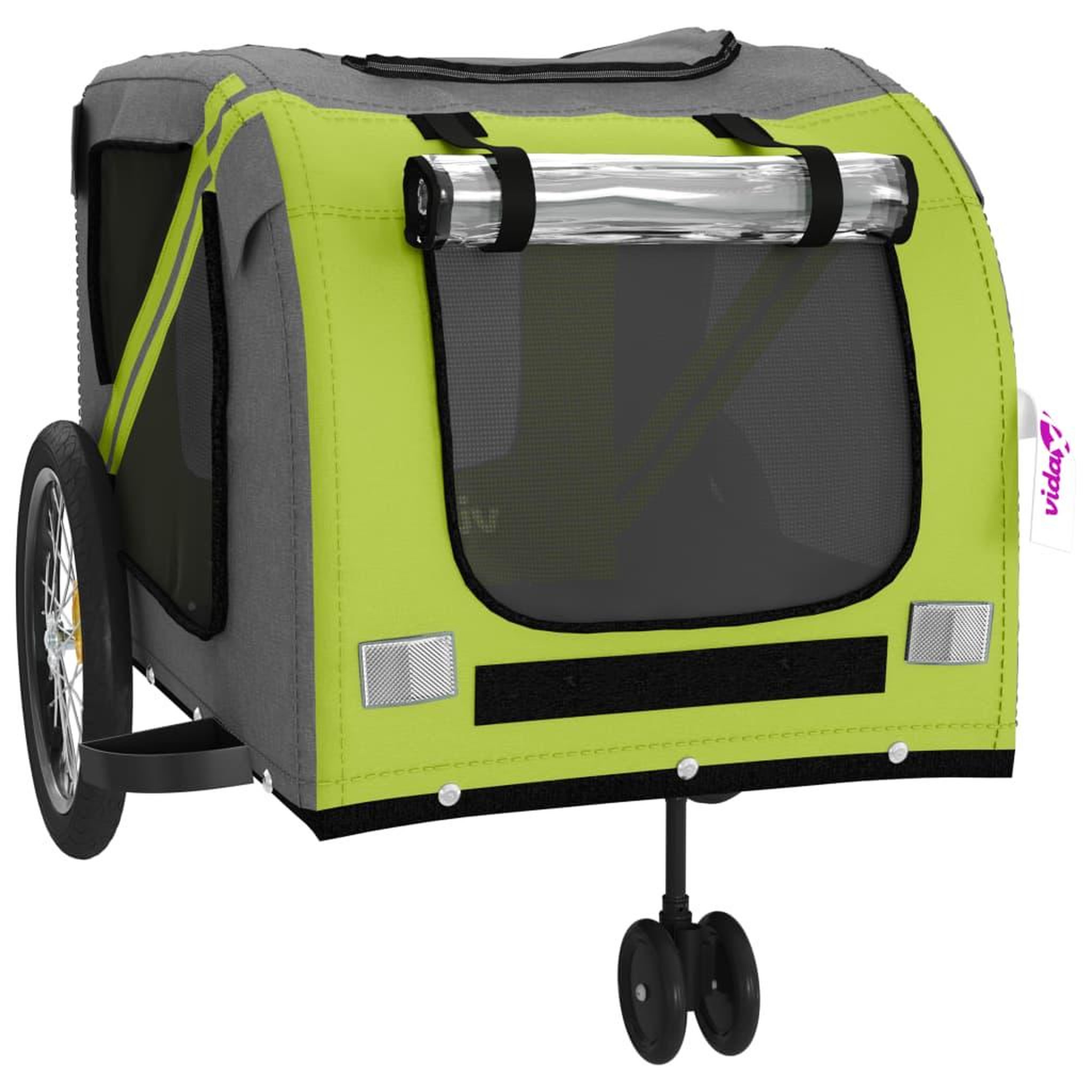 Voir la diapositive 5 : VIDAXL Remorque de velo pour animaux de compagnie vert et gris