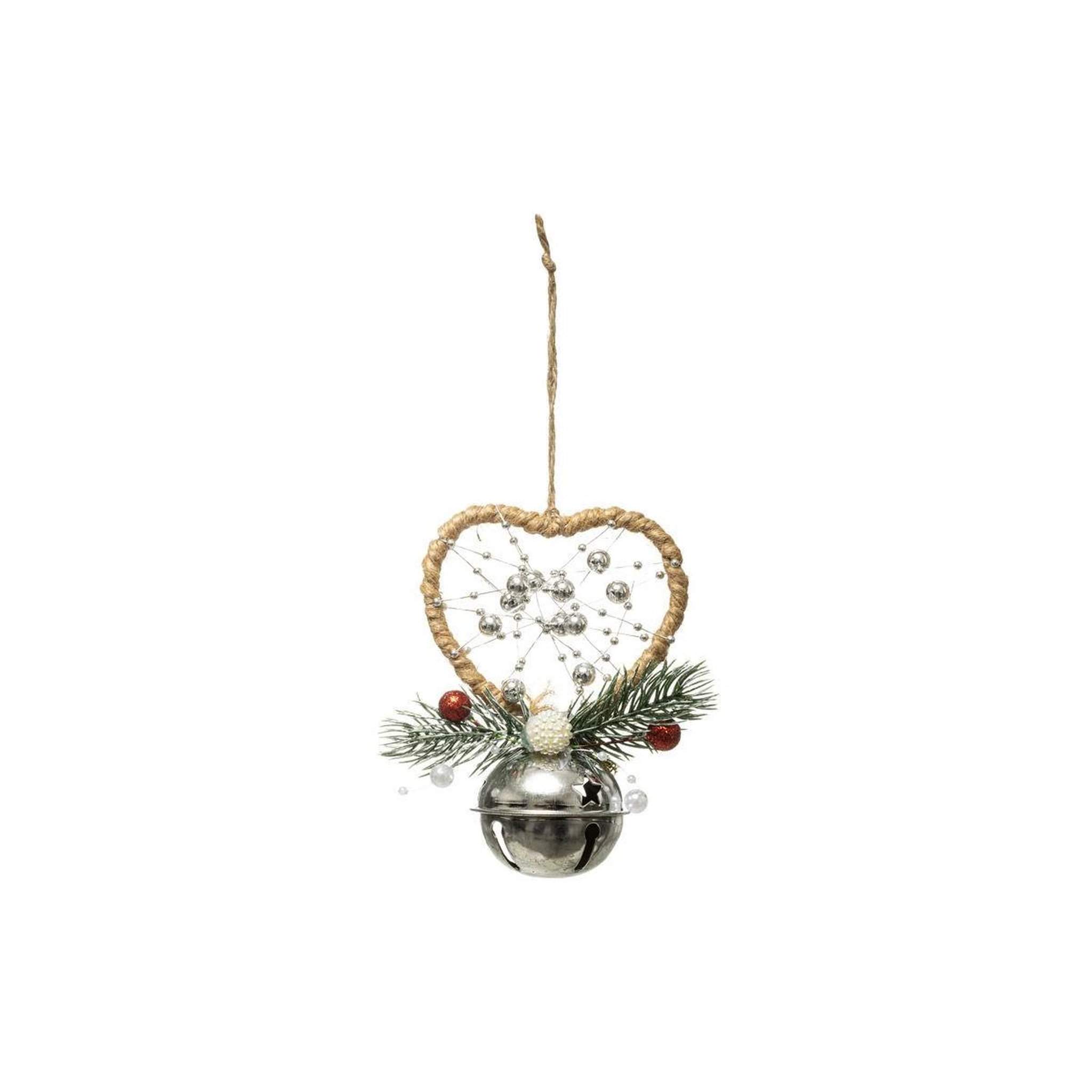FEERIC LIGHT & CHRISTMAS Sujet de noël grelot  héritage  12cm argent & beige
