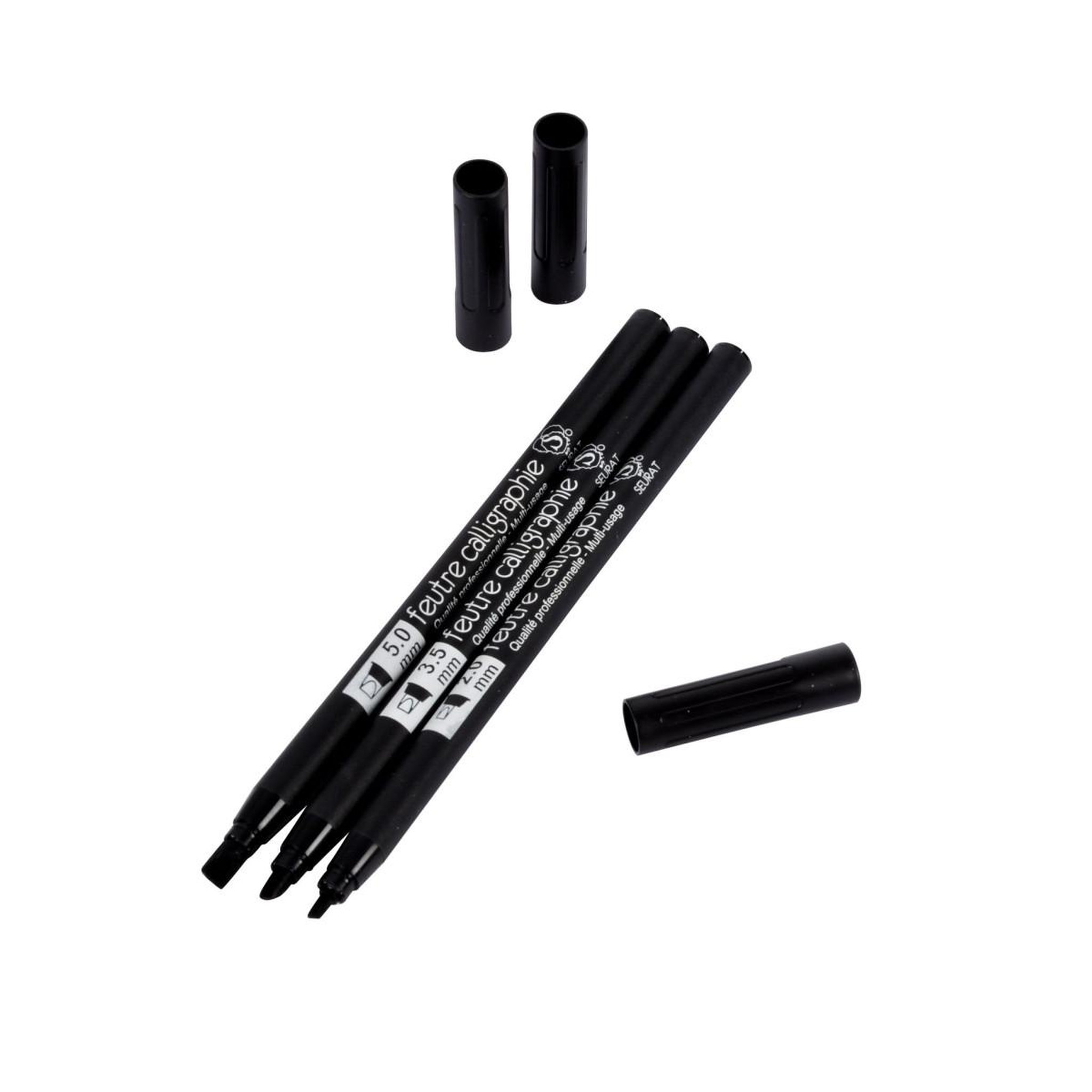 SEURAT Lot de 3 Stylos  Calligraphie  19cm Noir