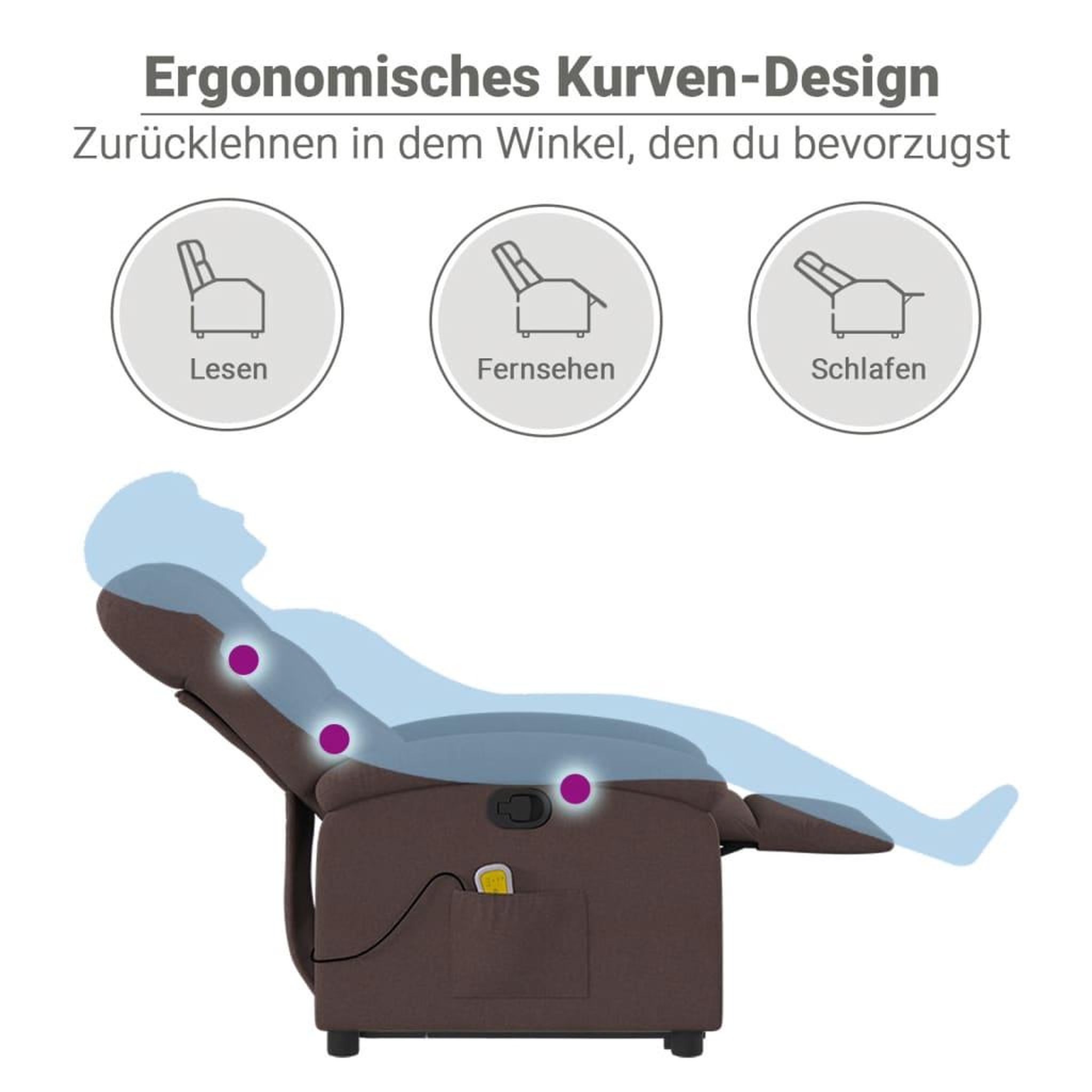 Voir la diapositive 6 : VIDAXL Fauteuil inclinable de massage Marron fonce Tissu