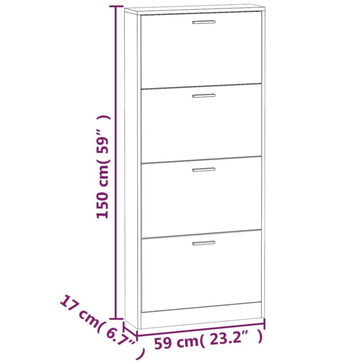 VIDAXL Armoire a chaussures Sonoma gris 59x17x150 cm Bois d'ingenierie