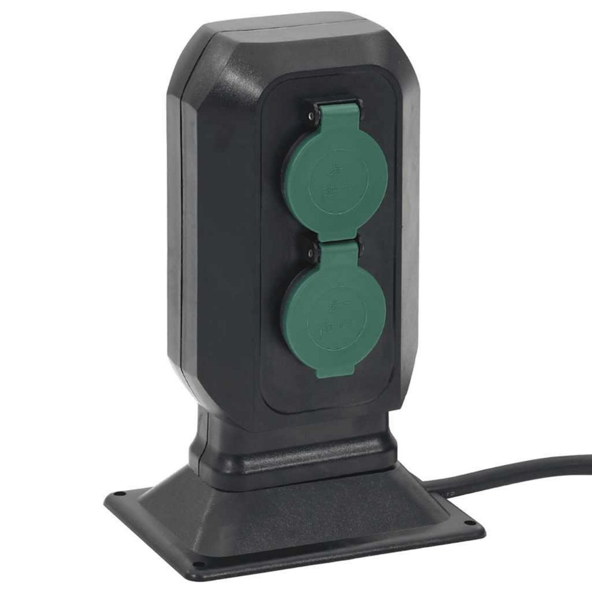 VIDAXL Prise d'exterieur avec piquet a 4 voies noir vert 15,5x11x24 cm