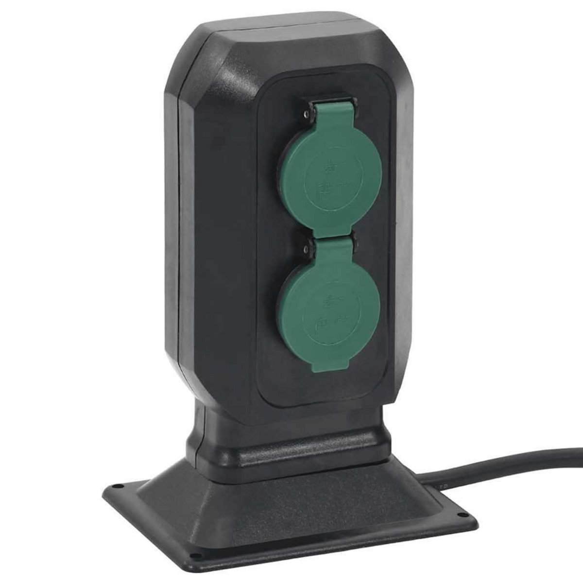 VIDAXL Prise d'exterieur avec piquet a 4 voies noir vert 15,5x11x24 cm