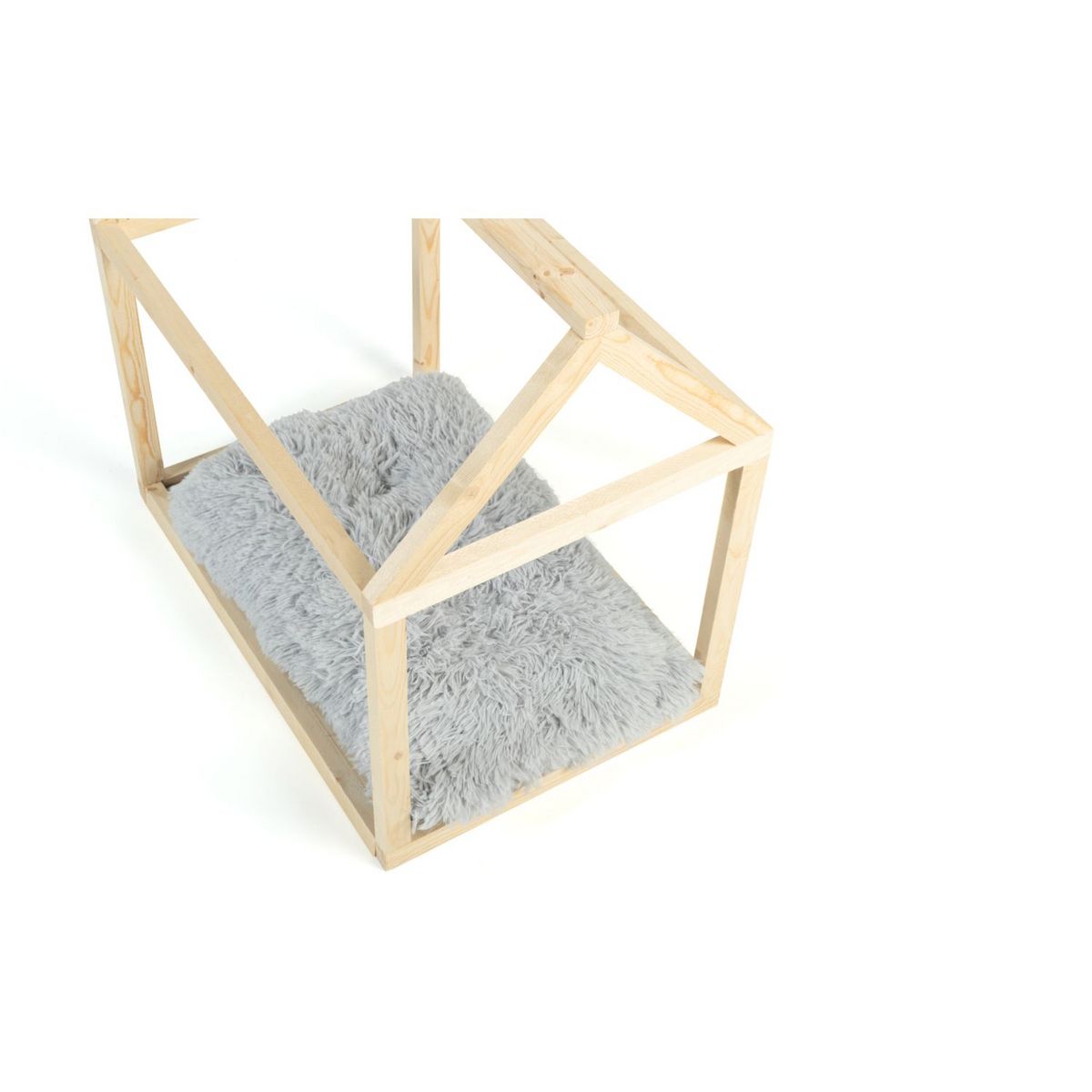 IDOMYA ESSENTIALS Lit cabane pour chat avec coussin gris