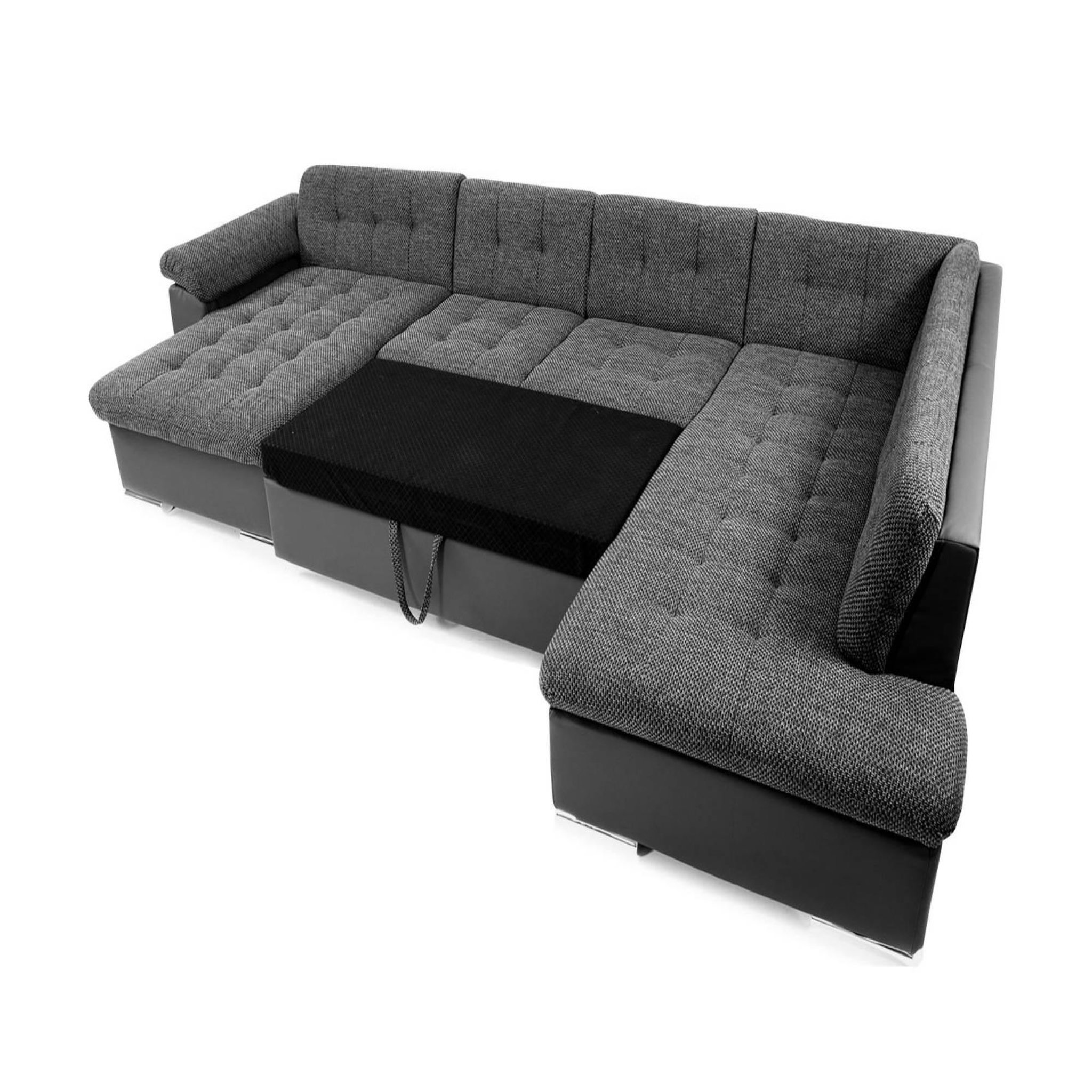 Voir la diapositive 2 : BEST MOBILIER Chuck - canapé panoramique xxl - convertible avec coffre - 7 places - droit