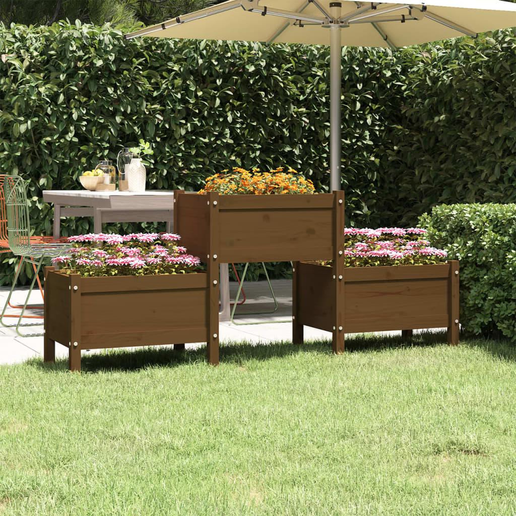 Voir la diapositive 1 : VIDAXL Jardiniere Marron miel 178,5x44x75 cm Bois massif de pin