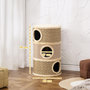 Voir la diapositive 3 : PAWHUT Arbre à chat cylindrique tonneau griffoir - 3 niches + plateforme - sisal corde d'algues beige