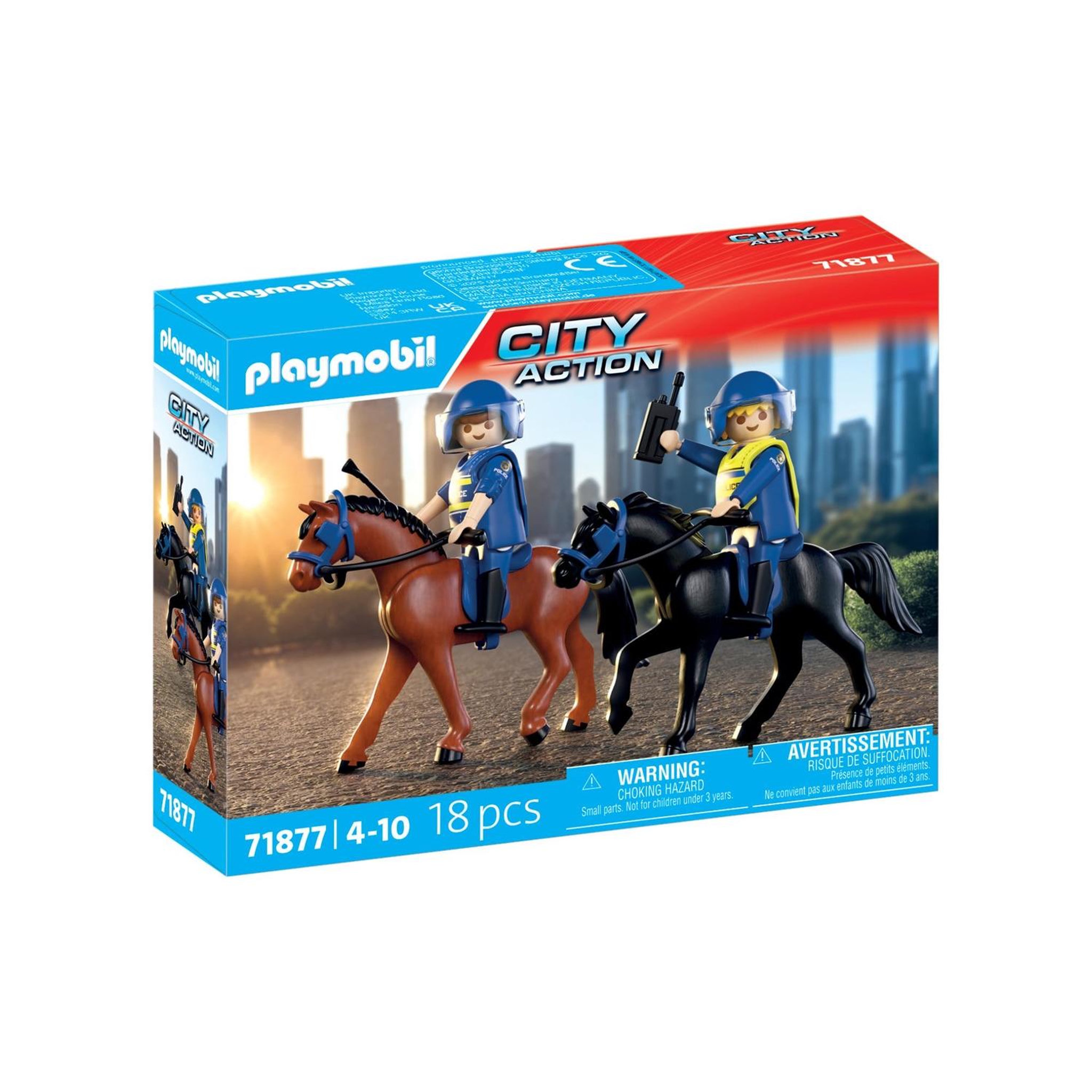 PLAYMOBIL City Action 2 policiers cavaliers avec leurs chevaux