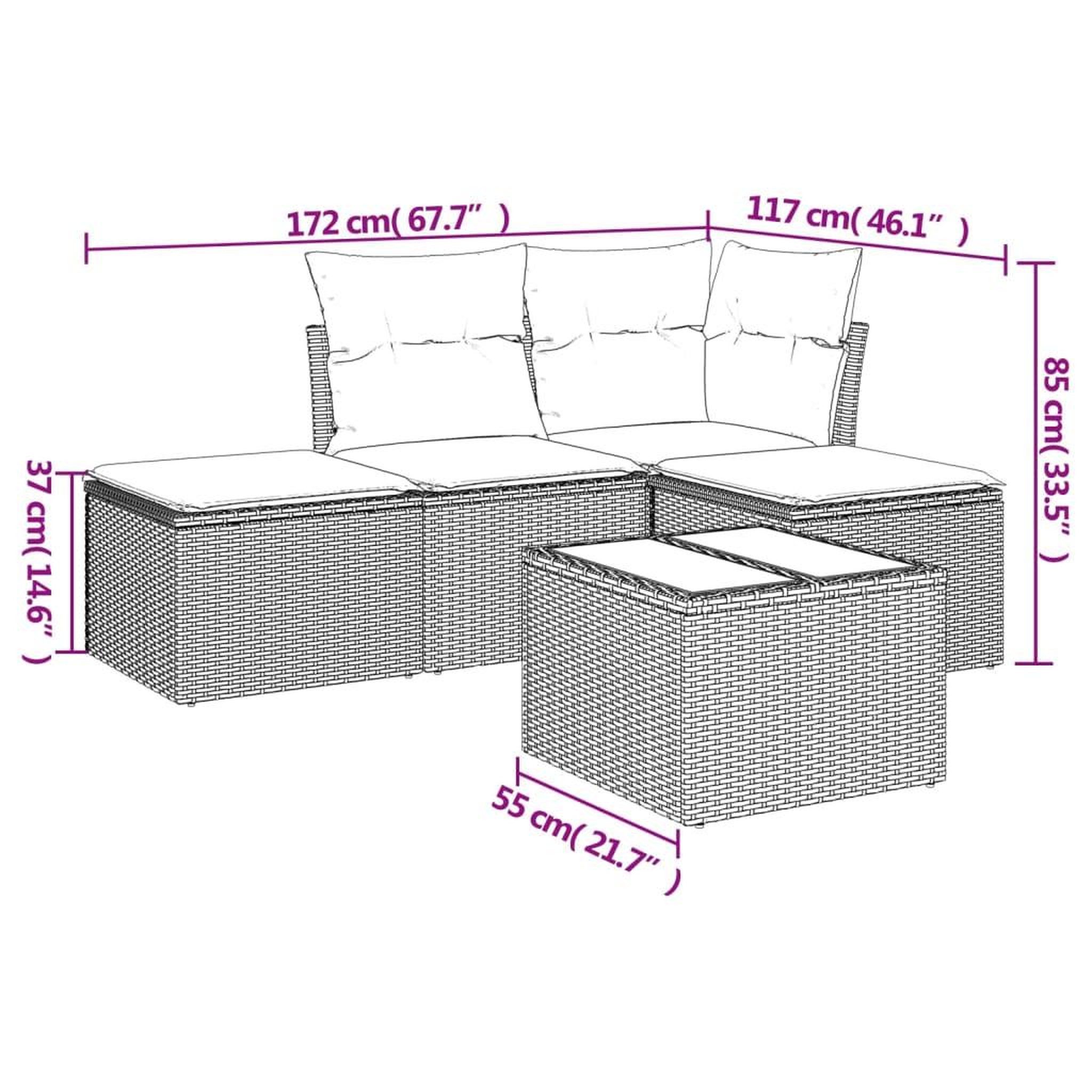 Voir la diapositive 3 : VIDAXL Salon de jardin 5 pcs avec coussins gris clair resine tressee