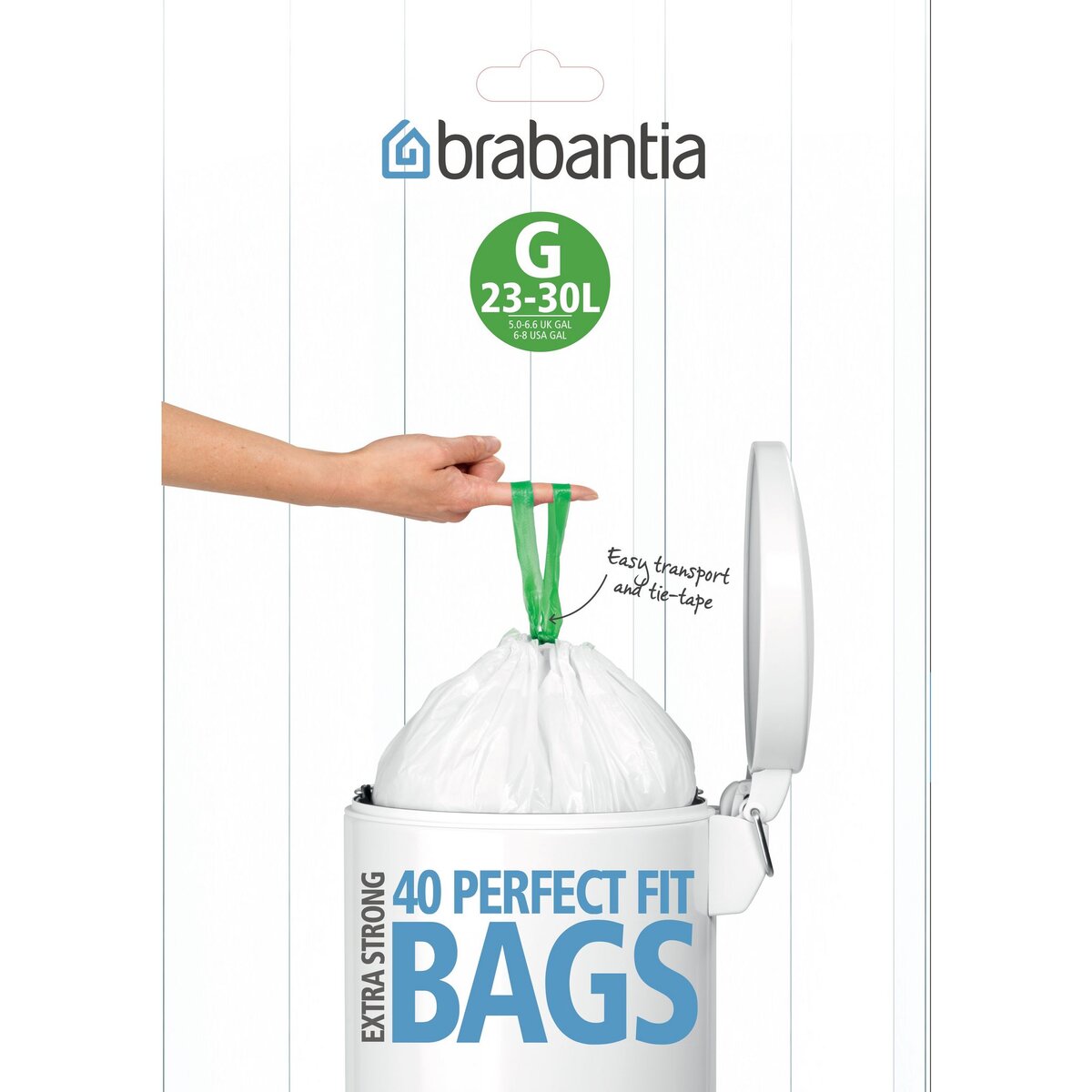 BRABANTIA - Rouleau de 20 sacs poubelle PerfectFit 30 litres Code O