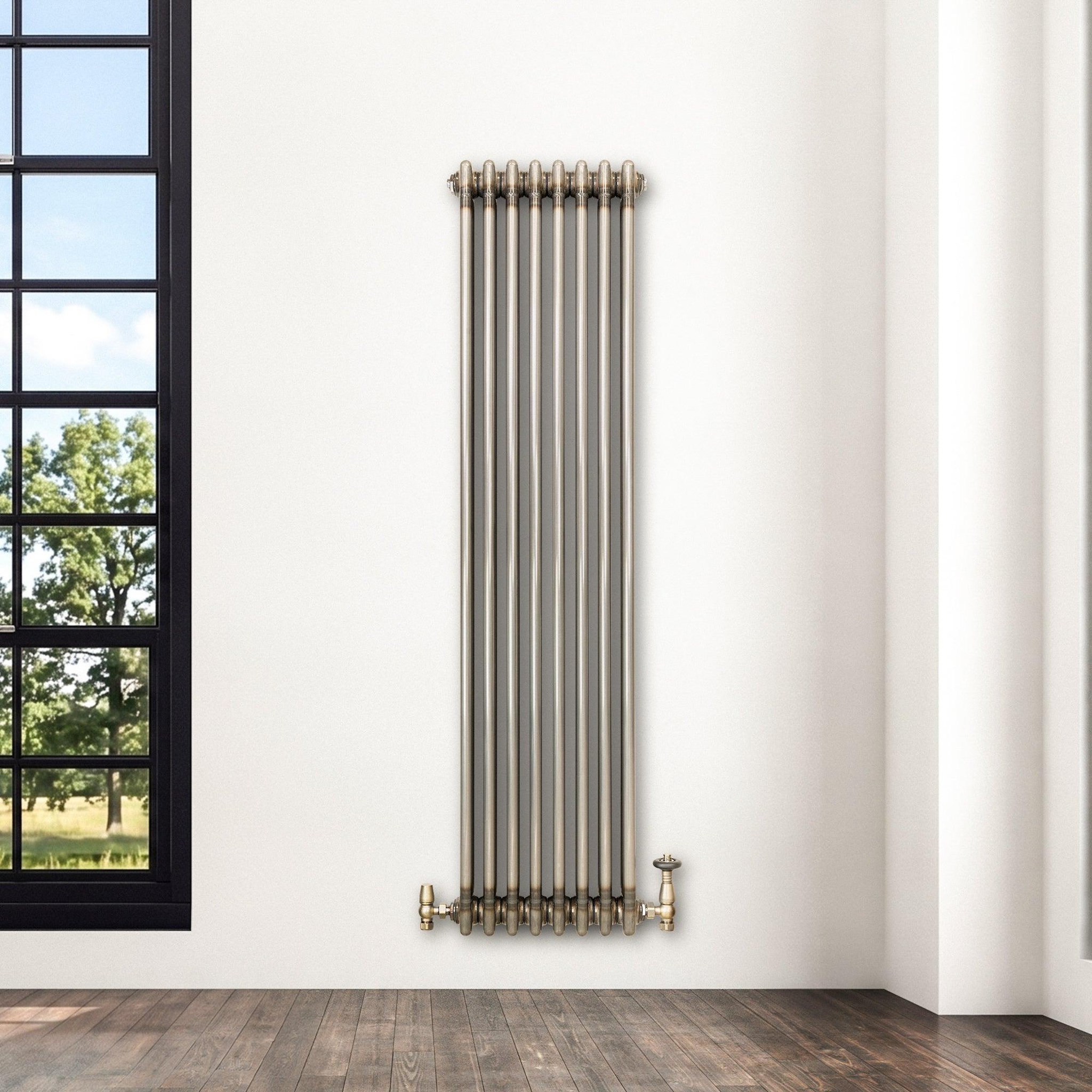 Voir la diapositive 4 : MONSTERSHOP Radiateur traditionnel à 3 colonnes & vannes - 1500 x 470 mm - métal brut
