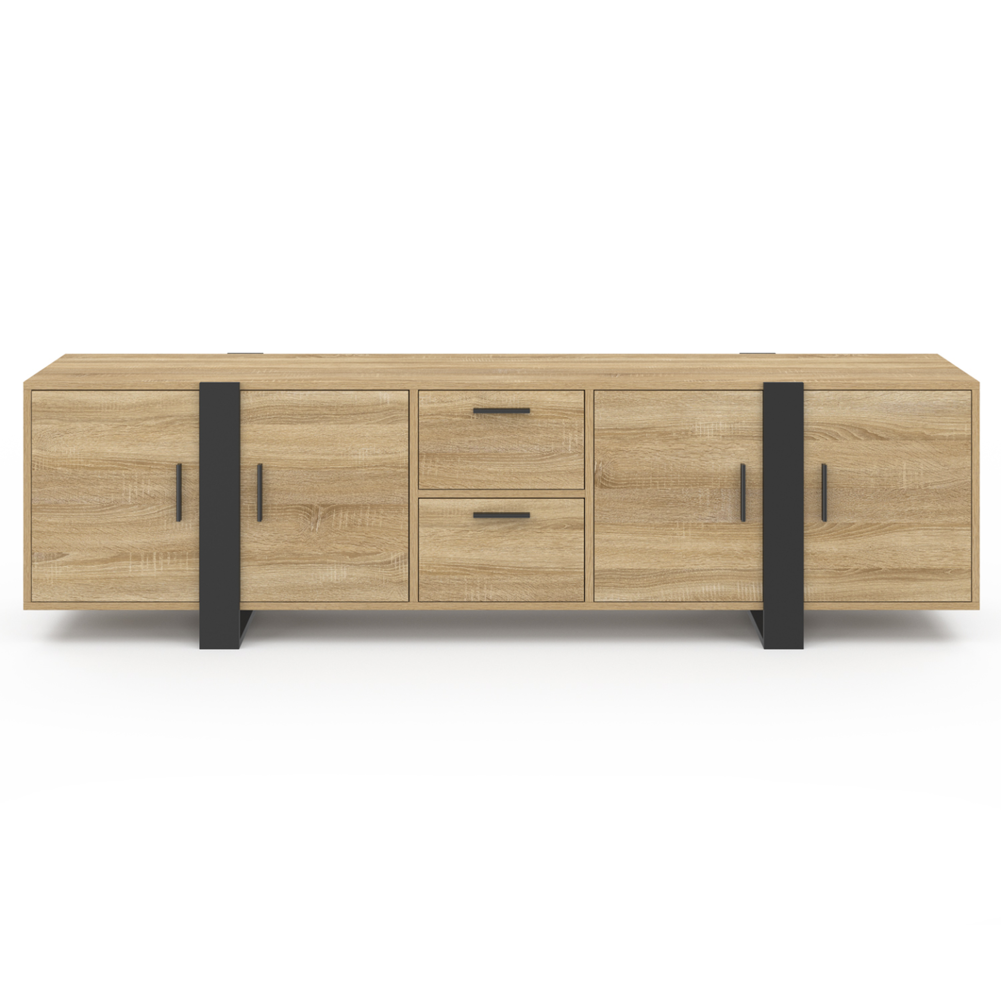 Voir la diapositive 3 : ID MARKET Meuble tv 180 cm phoenix avec rangements bois et noir