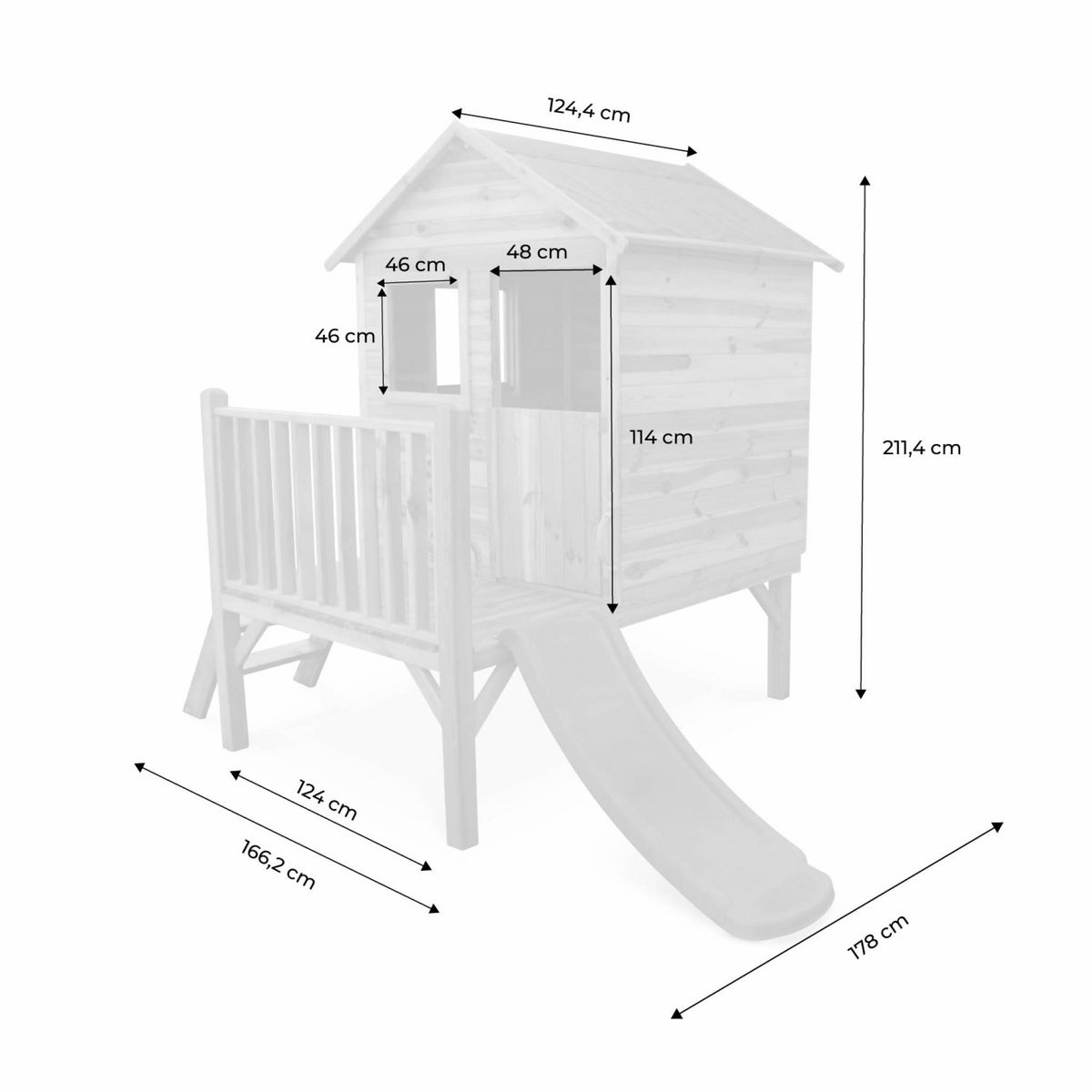 SWEEEK Maisonnette en bois 2m² - Magnolia - cabane pour enfant en pin autoclave