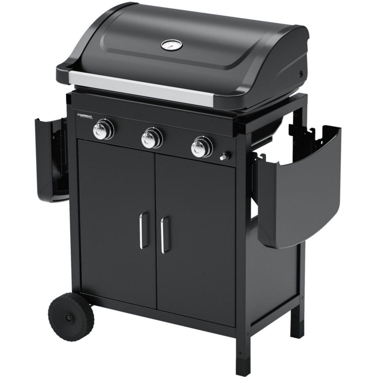 CAMPINGAZ Barbecue gaz COMPACT 3 LX PLUS noir grille et plancha 3 brûleurs sur chariot, 61x35 cm