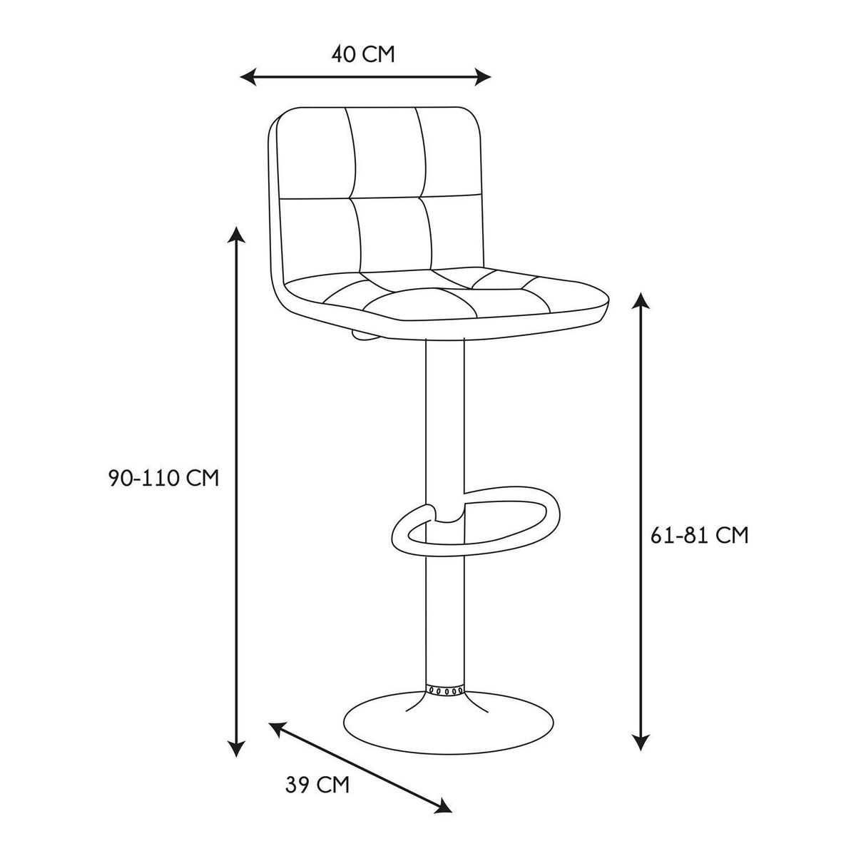 TOILINUX Lot de 2 chaises de bar réglables DOWNTOWN - Marron