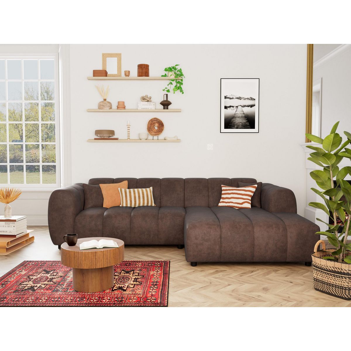 LISA DESIGN Curtis - canapé d'angle droit 4 places en simili