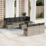 VIDAXL Salon de jardin 11 pcs avec coussins gris resine tressee