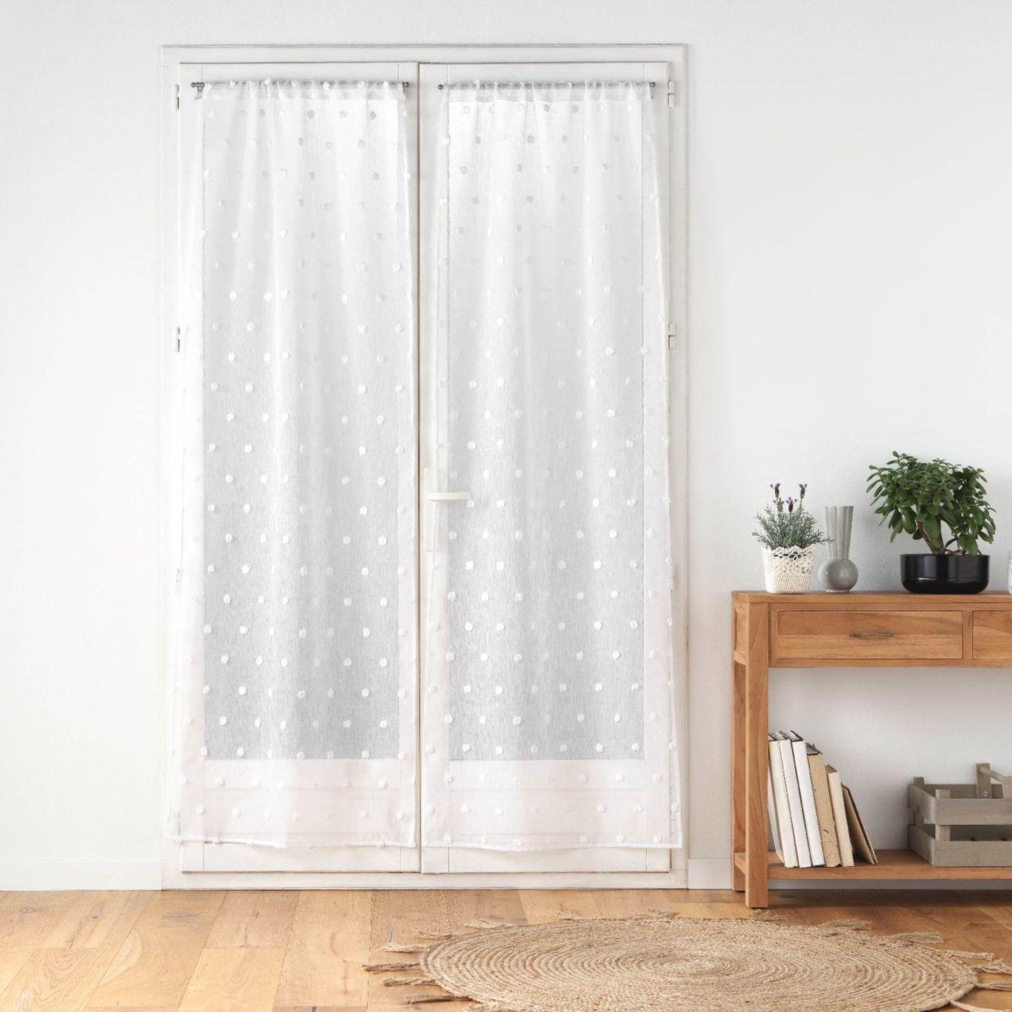 Voir la diapositive 4 : Douceur d'Intérieur Paire de voilages passe-tringle  pompinou  70x200cm blanc