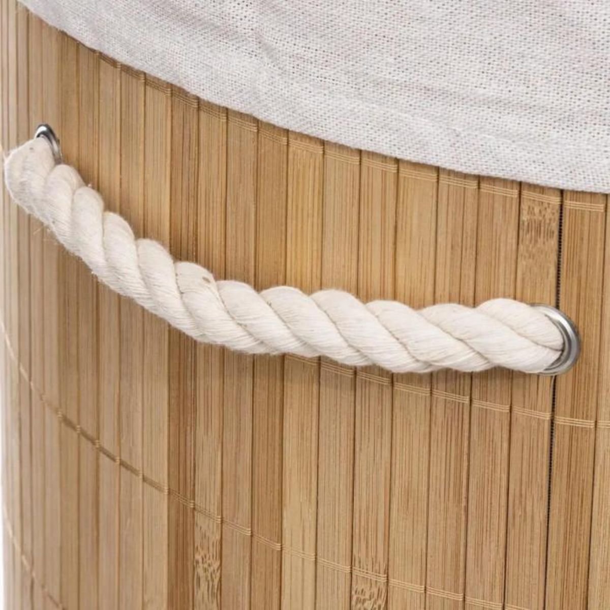 FIVE Panier à Linge Rond  Bambou  48L Naturel