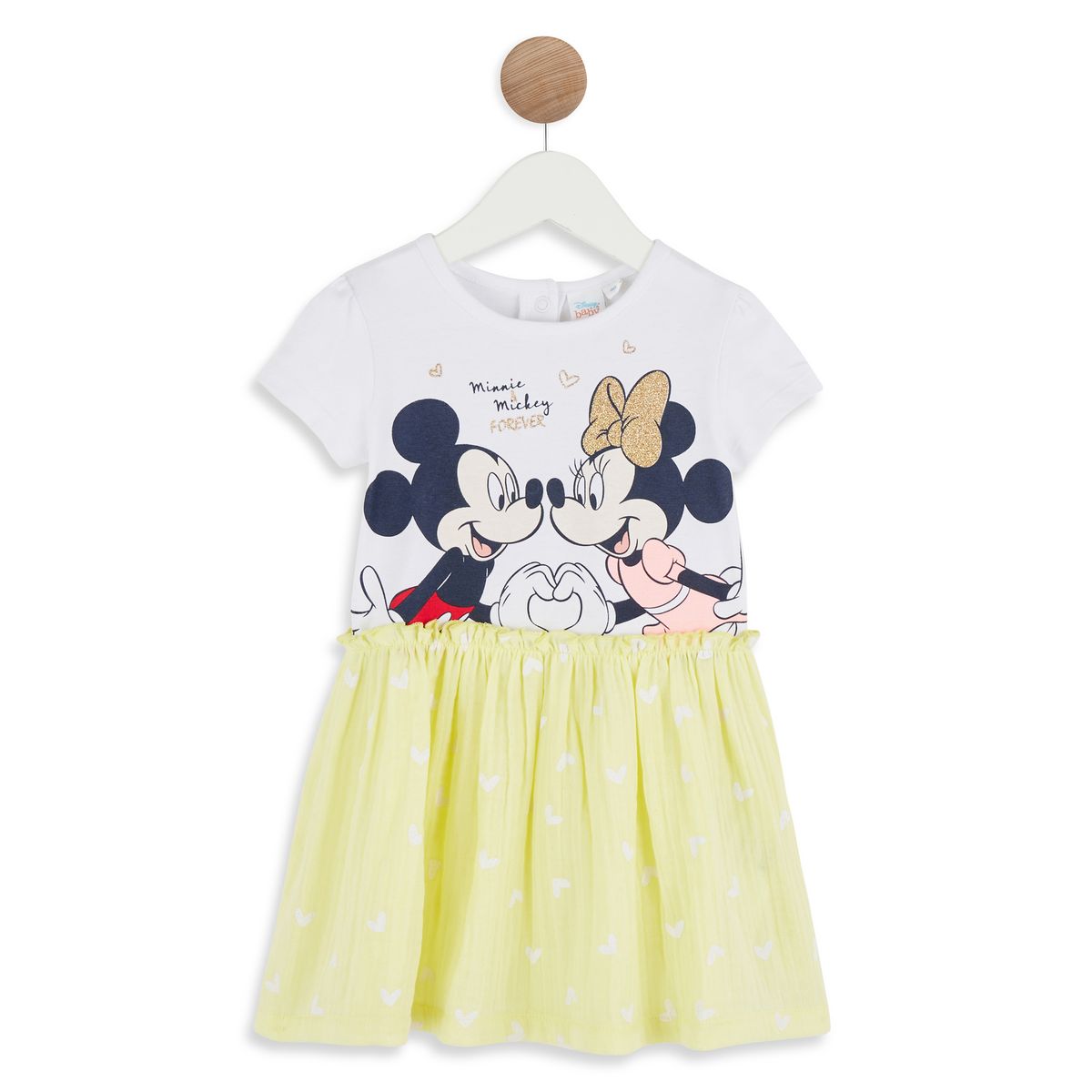 INEXTENSO Robe bébé fille jaune Mickey et Minnie