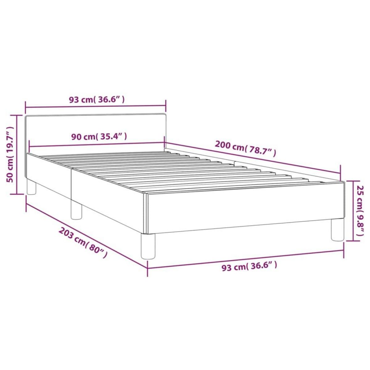 VIDAXL Cadre de lit sans matelas gris fonce 90x200 cm tissu