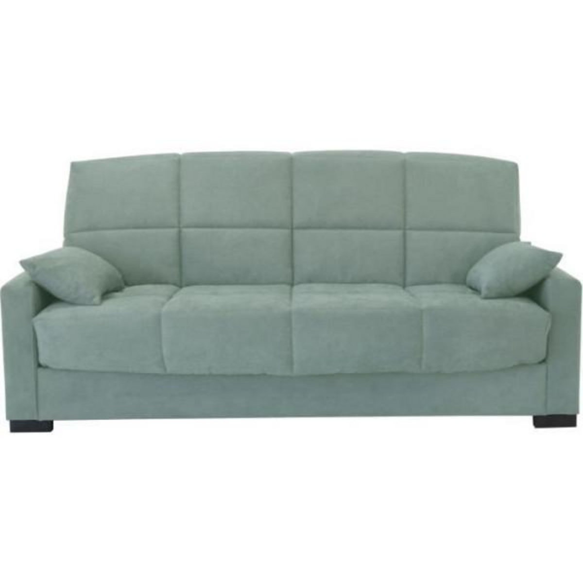 MARKET24 Clic clac 3 places MEGAN 14 - Tissu Soro vert amande - Avec accoudoirs - Couchage 130x190 cm - L223 x P96 x H103 cm