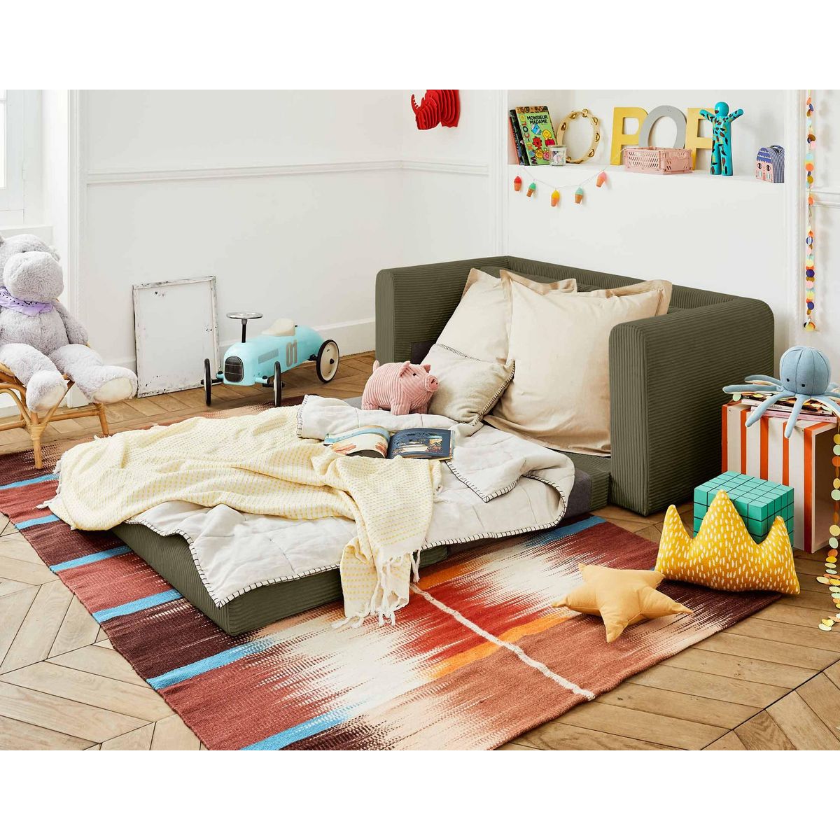 BEST MOBILIER Marilia - canapé 2 places - convertible déplimousse - en velours côtelé