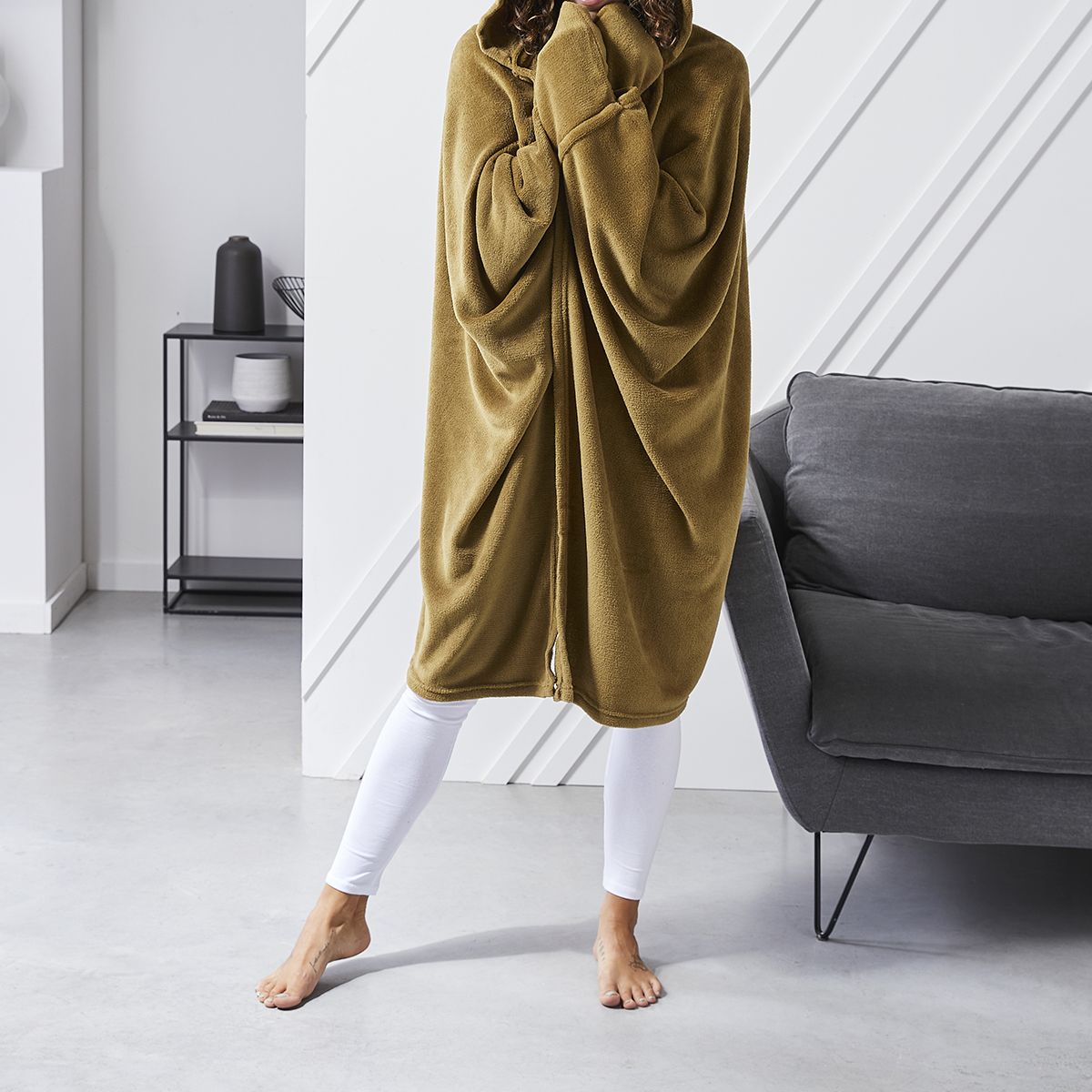 TODAY Plaid TV à capuche doux et moelleux en polyester 