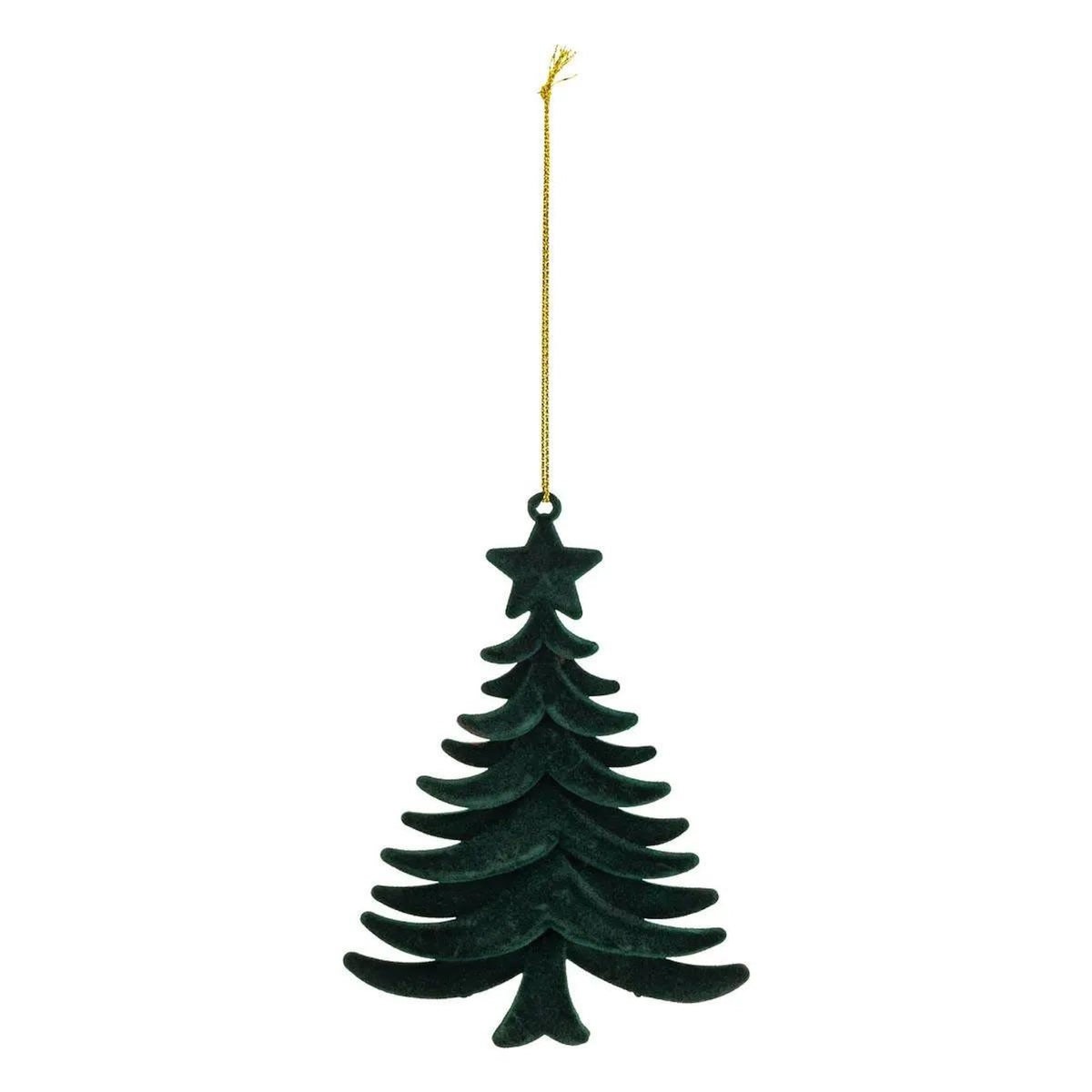 ATMOSPHERA Sujet de Noël Sapin  Velours  14cm Vert
