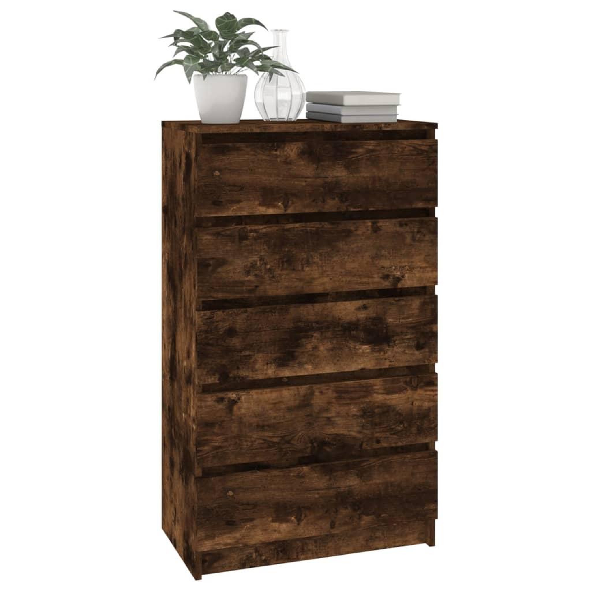 Voir la diapositive 4 : VIDAXL Commode Chene fume 60x36x103 cm Bois d'ingenierie