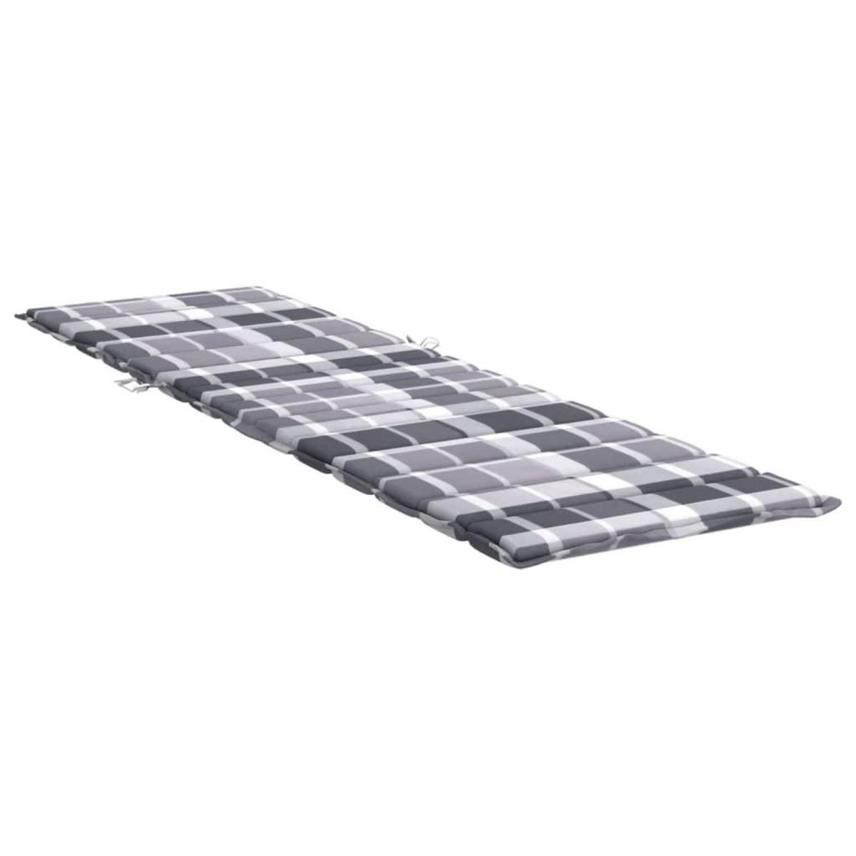 VIDAXL Coussin de chaise longue motif a carreaux gris 200x70x3 cm