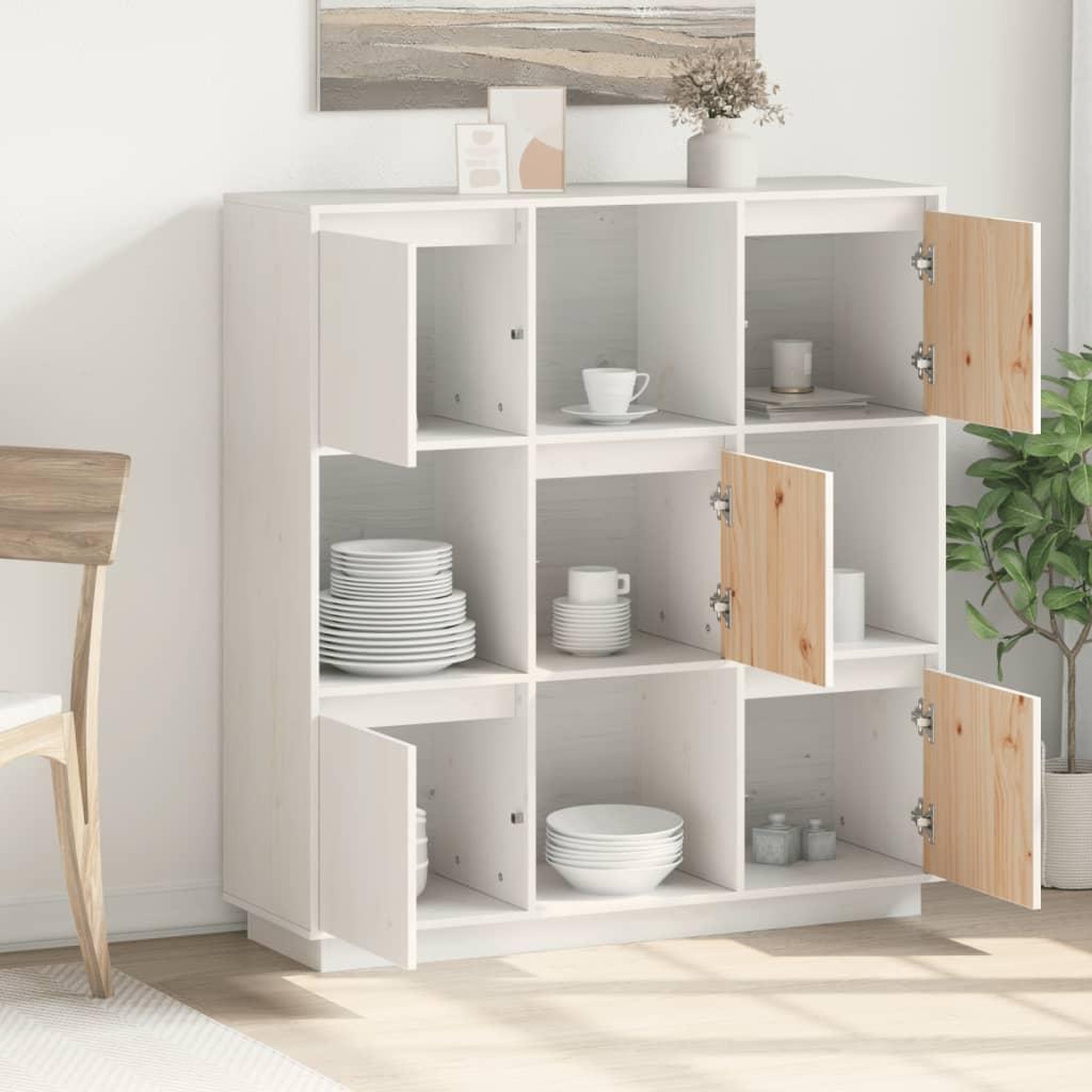 Voir la diapositive 3 : VIDAXL Buffet Blanc 110,5x35x117 cm Bois massif de pin