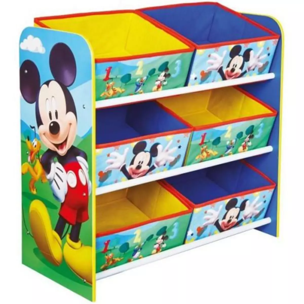 DISNEY Mickey Mouse et ses amis - Meuble de rangement pour chambre d'enfant avec 6 bacs
