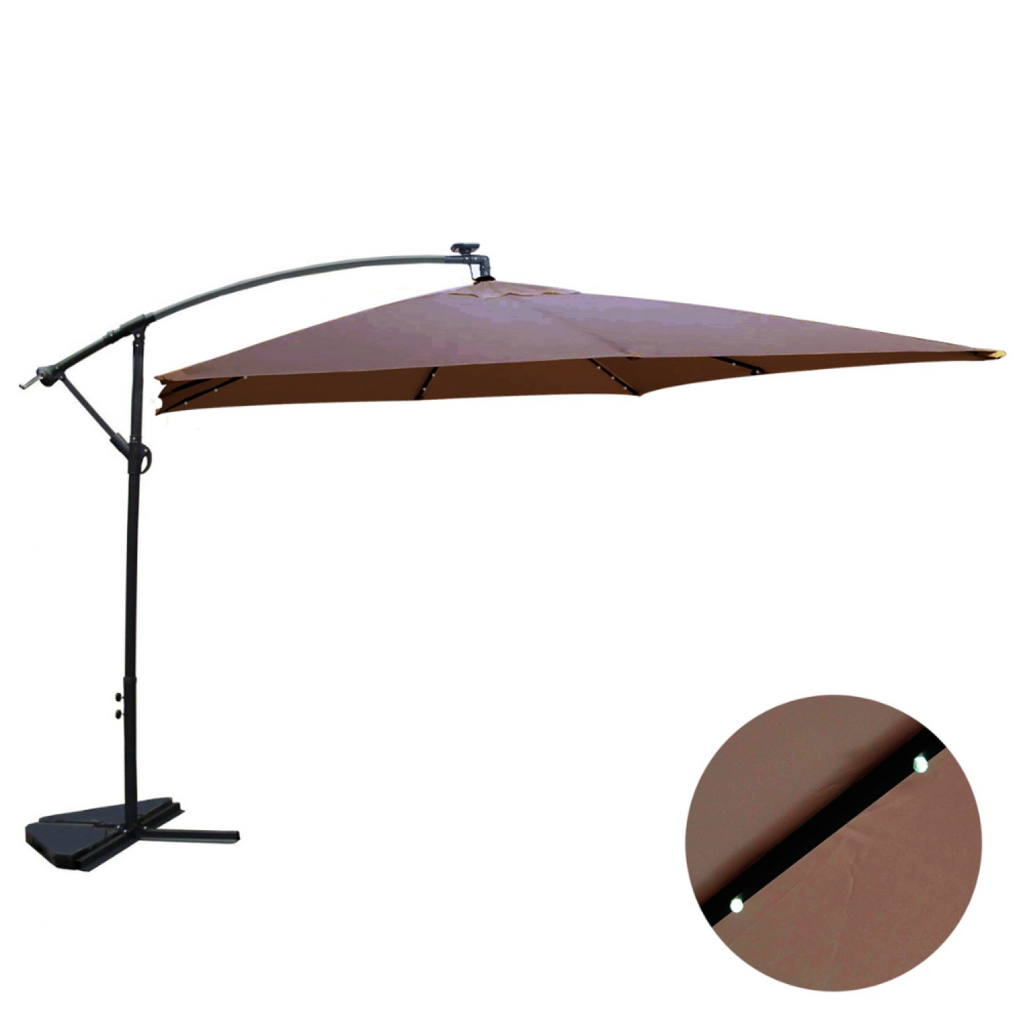 CONCEPT USINE Parasol  marron droit carré 3 x 3 m led SOLENZARA