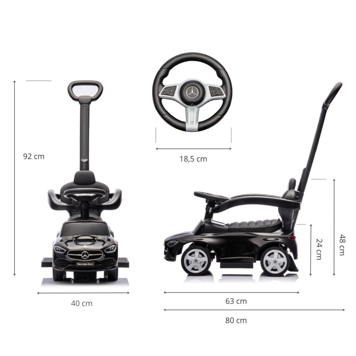 MILLY MALLY Porteur à pousser MERCEDES C-Class Deluxe Noir