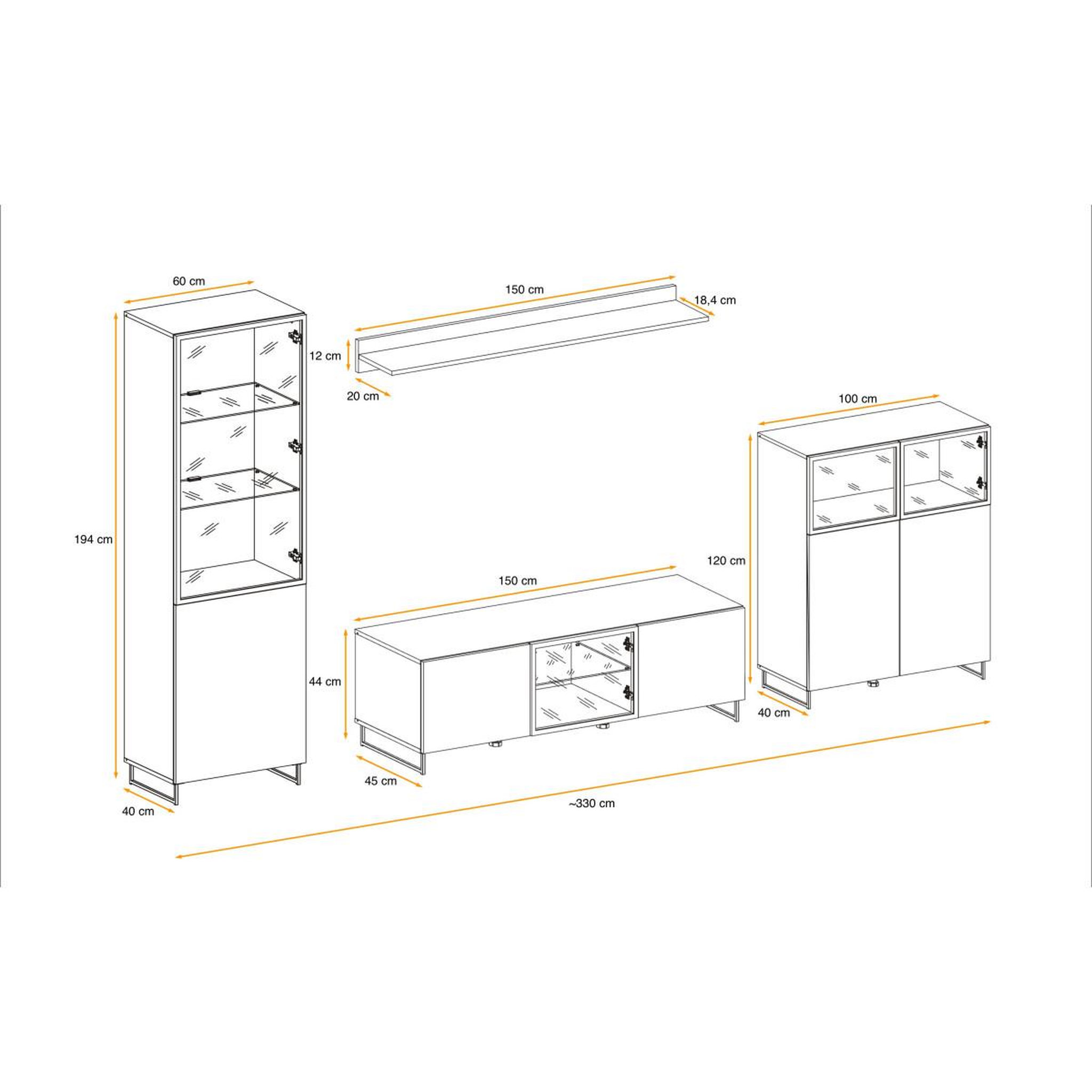 Voir la diapositive 2 : Paris Prix Ensemble Meuble TV Design  Plank  330cm Naturel