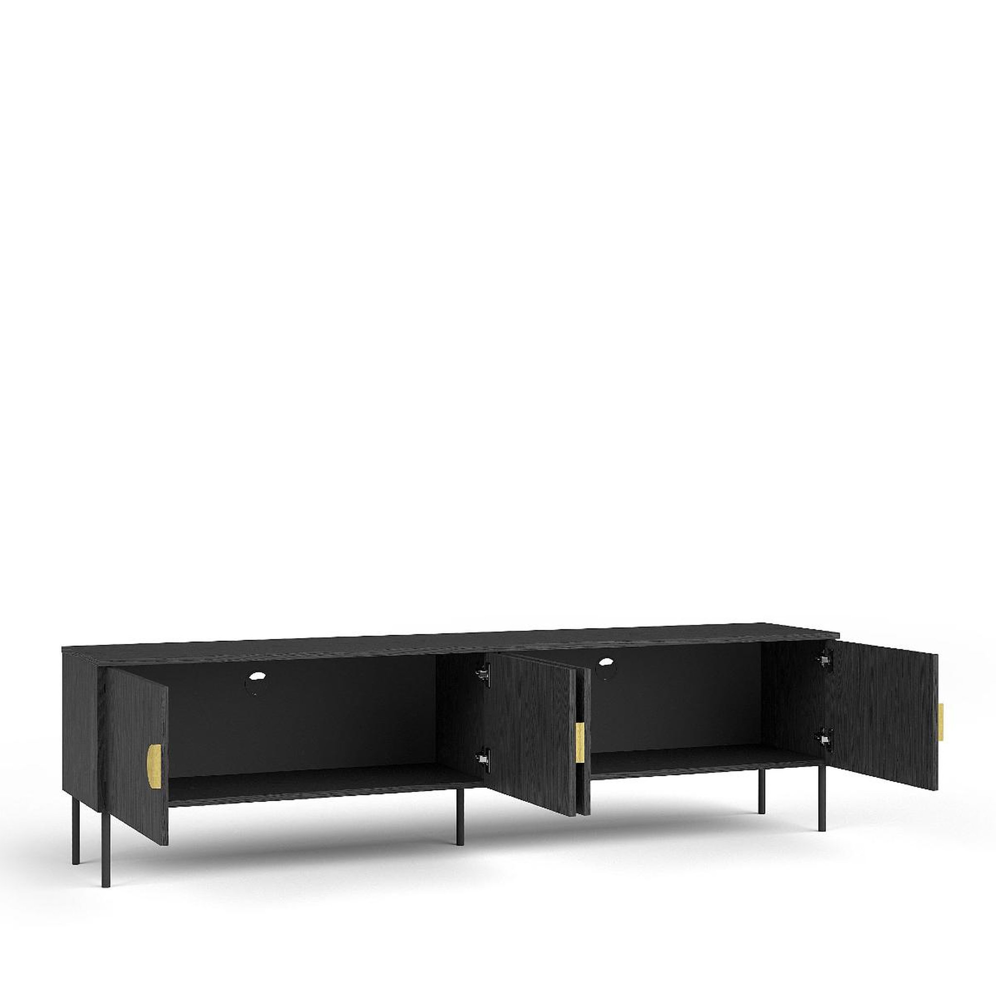 Voir la diapositive 3 : JLC KREATION Meuble tv moderne 4 portes noir et or 200cm dimitri