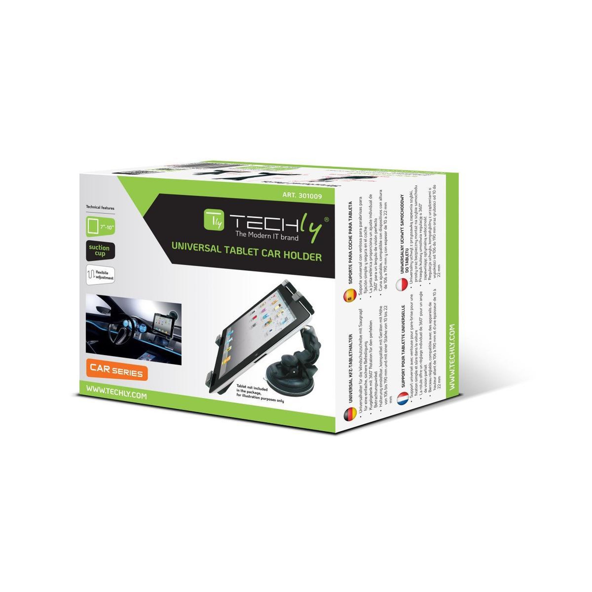 Voir la diapositive 3 : TECHLY Techly I-TABLET-VENT Support pour GPS Voiture Passif Noir